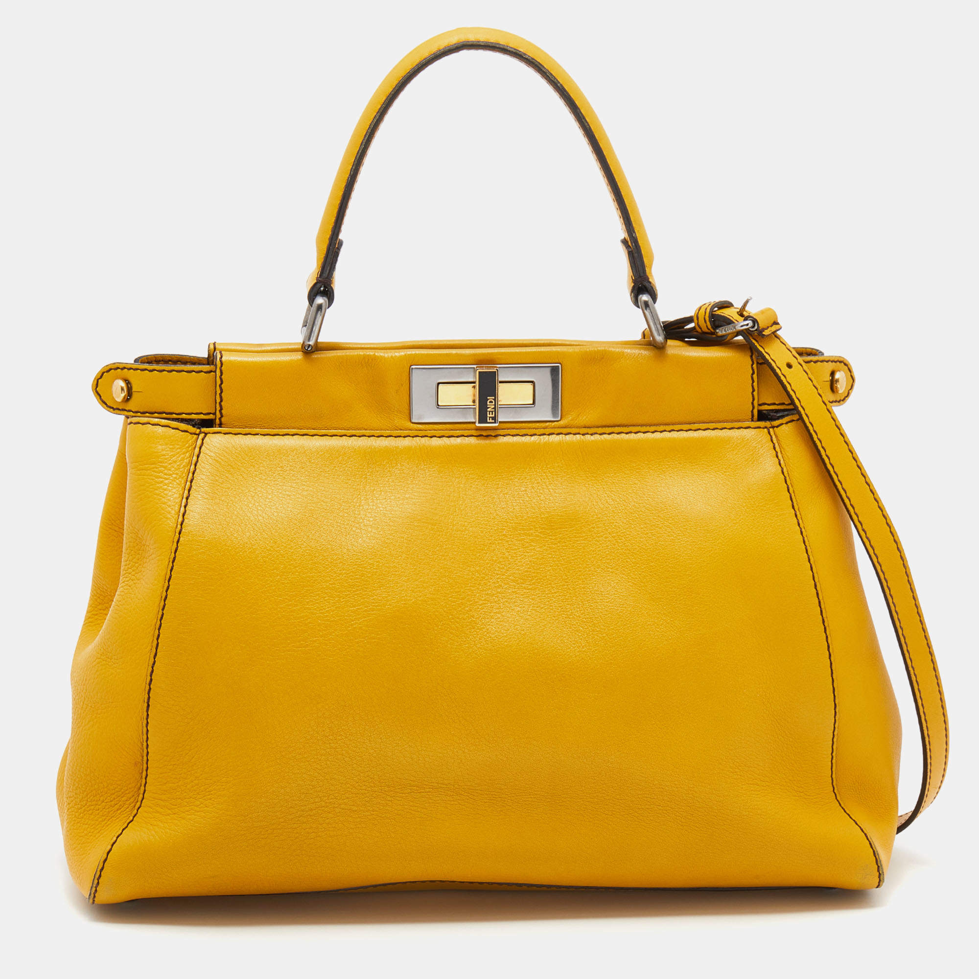 Fendi Yellow Leather Medium Peekaboo Top Handle Bag Fendi | The Luxury ...