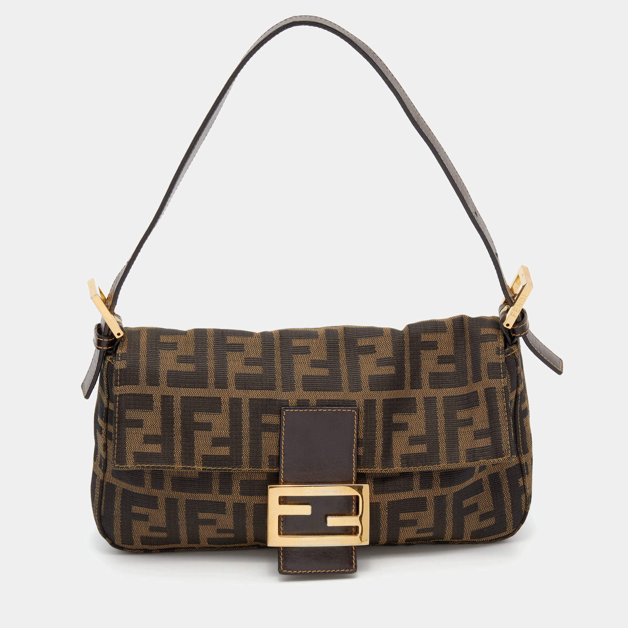 مملوكة مسبقًا Fendi Tobacco Zucca Canvas and Leather Baguette Bag
