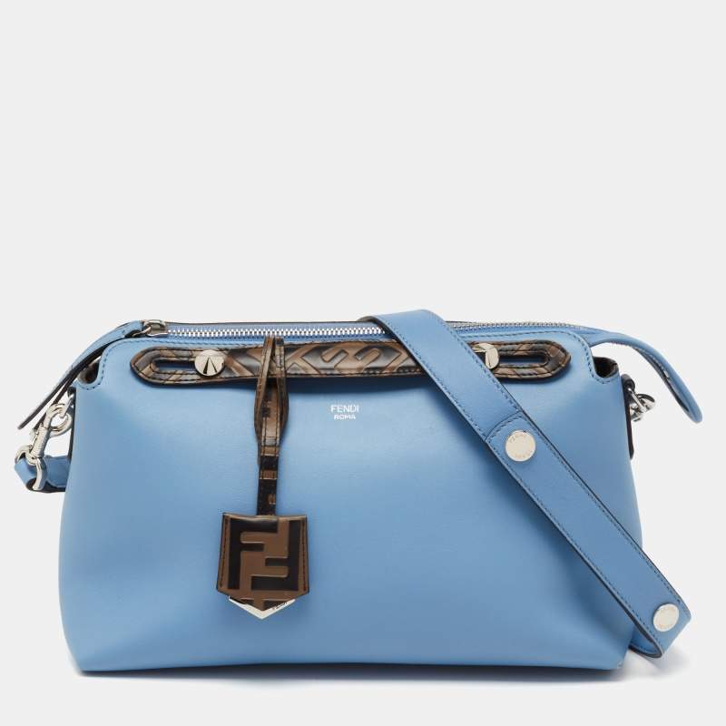 【関税&送料込】Fendi Fendi Blue Leather Medium By The Way H By The Way Selleria Medium Cuoio Romano leather Light blue