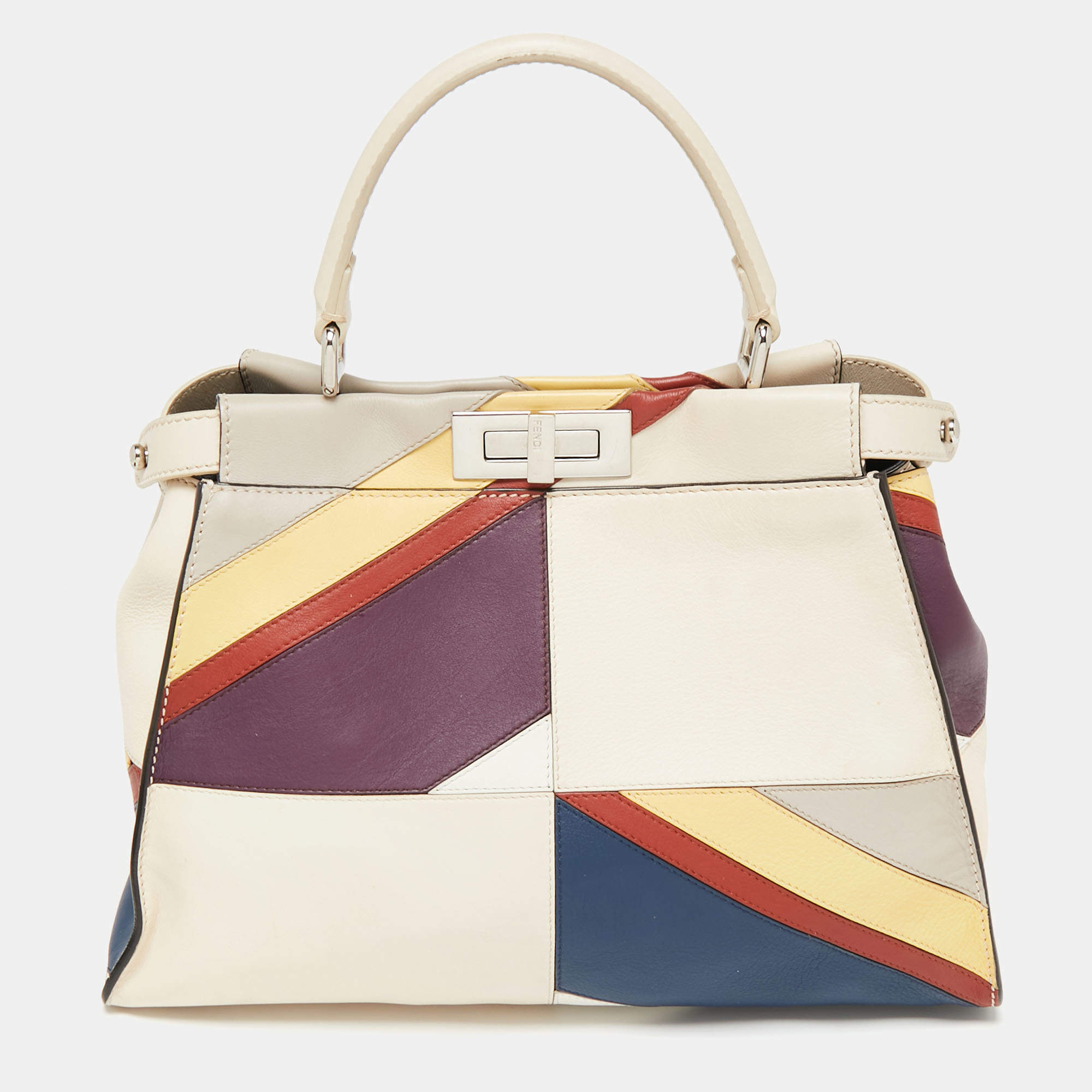 مملوكة مسبقًا Fendi Multicolor Leather Medium Stripe Peekaboo Top Handle Bag