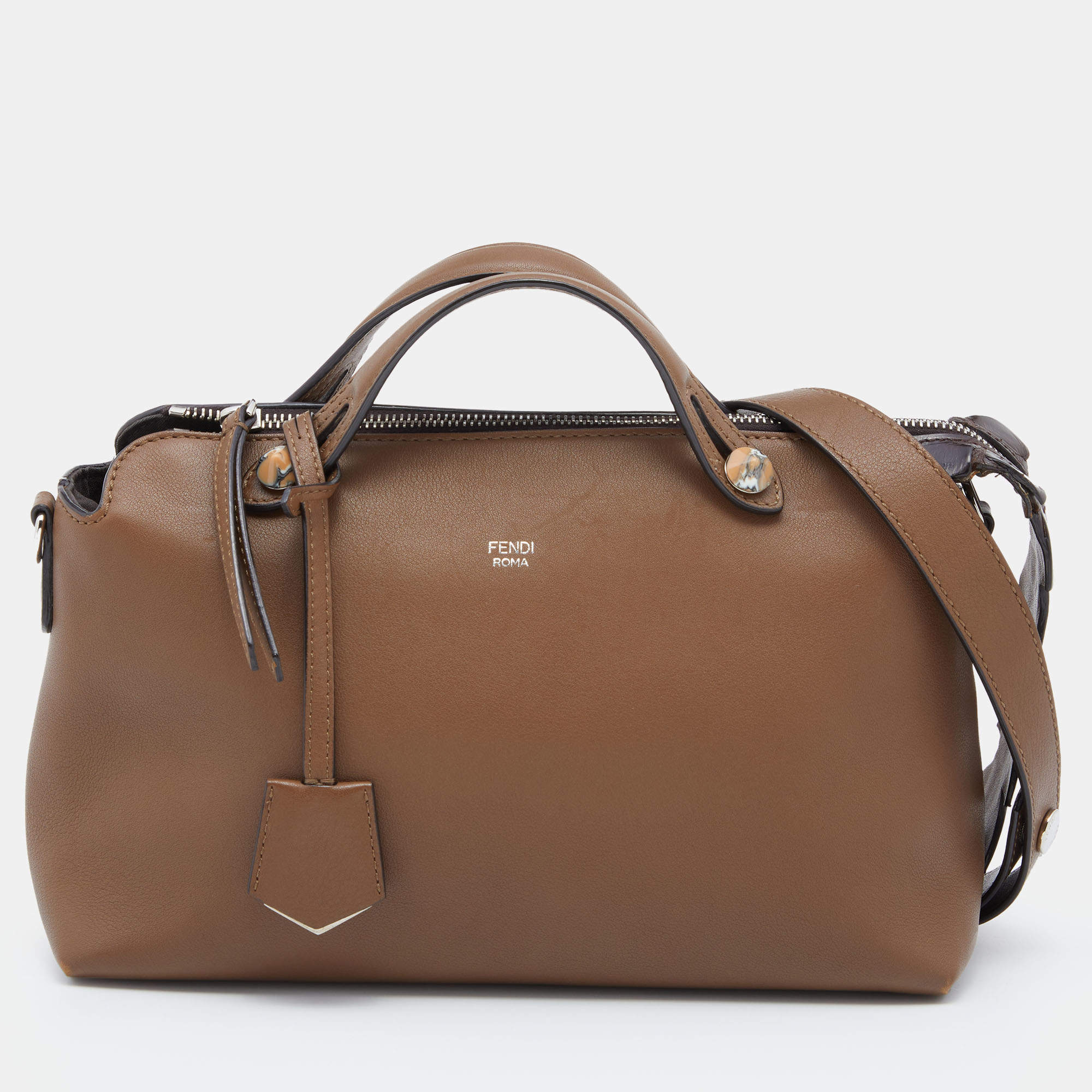 Pre Owned Fendi Brown Crocodile and Leather Small By The Way Shoulder Bag