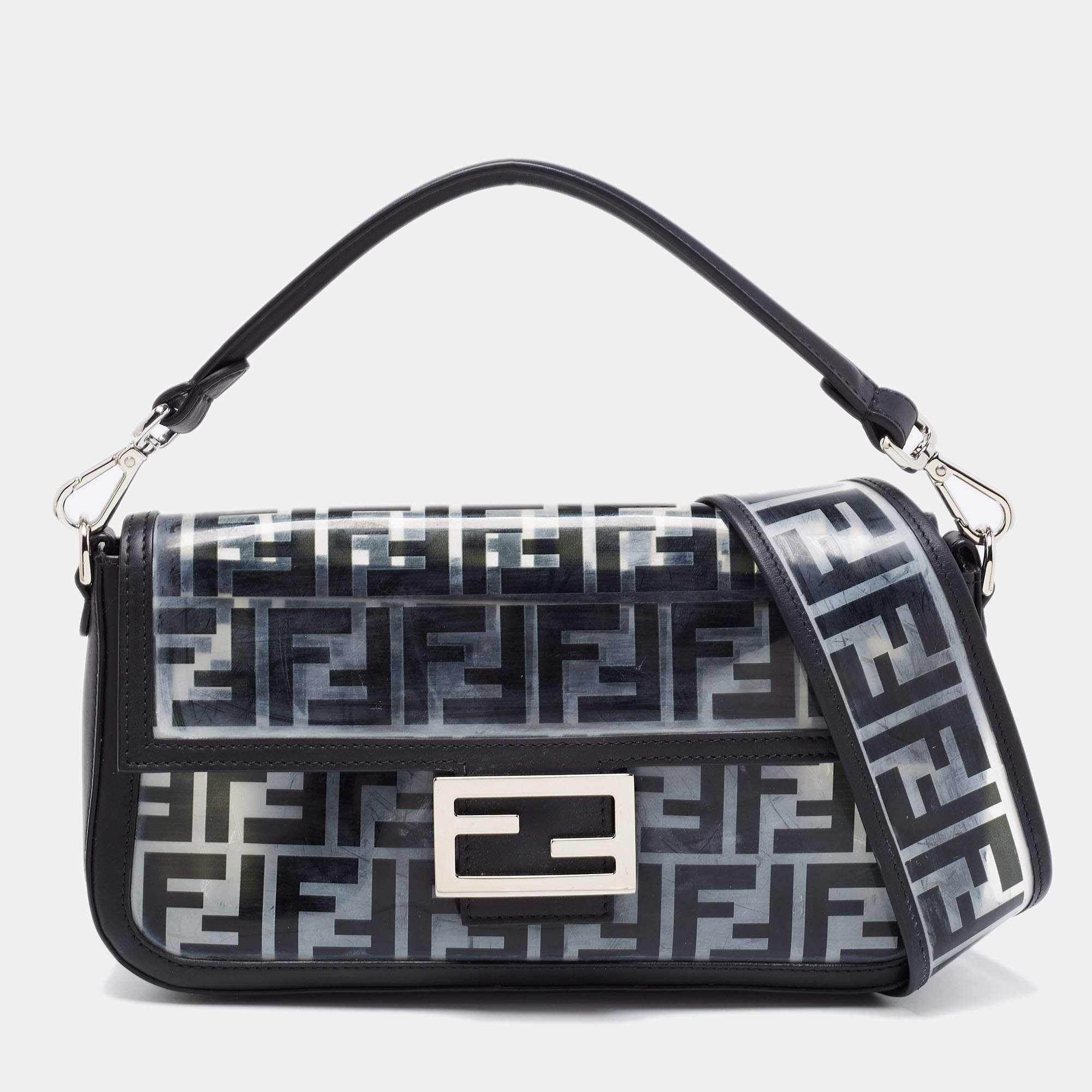 Pre Owned Fendi Black Zucca PVC and Leather Crossbody Bag