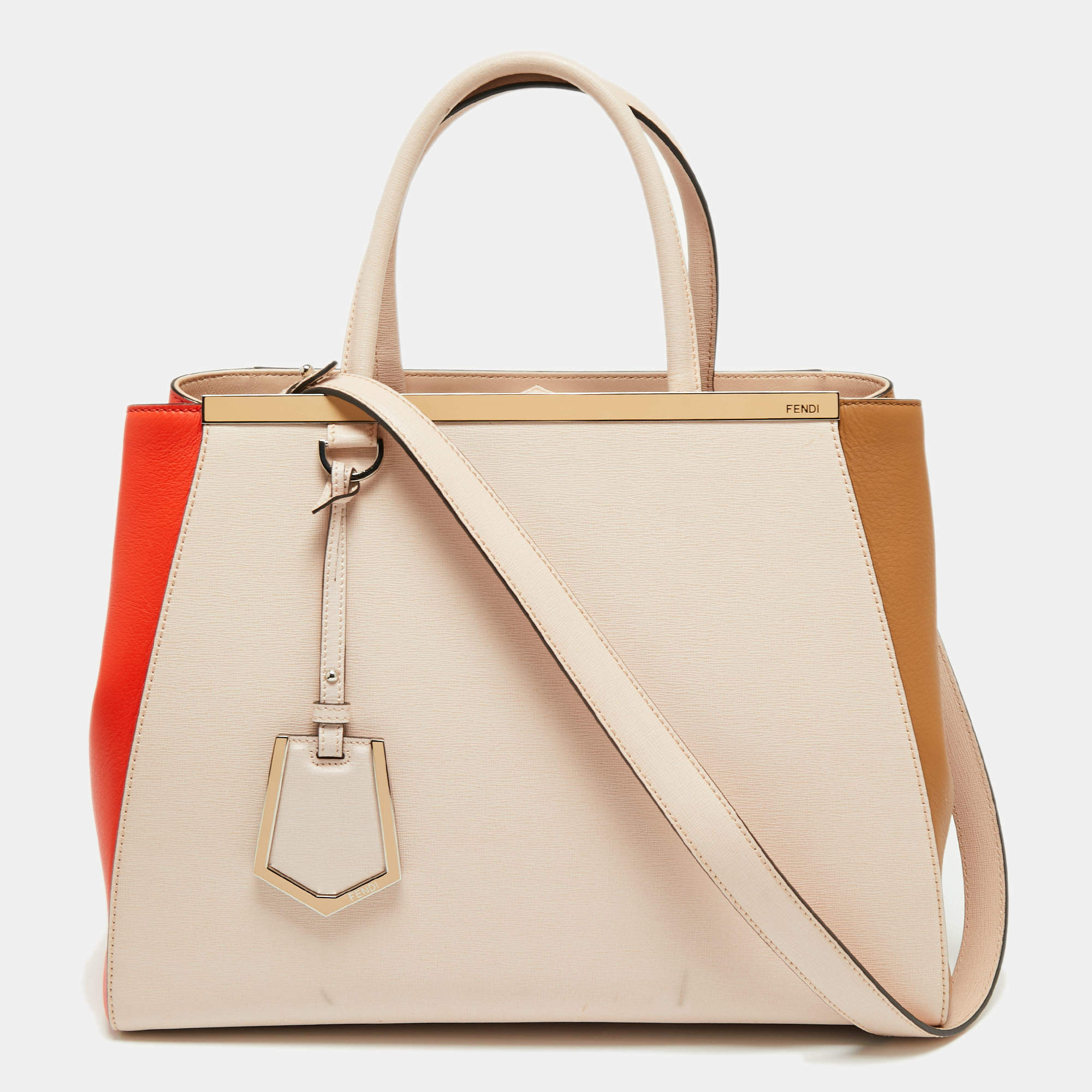 Pre Owned Fendi Tri Color Leather Medium 2Jours Tote