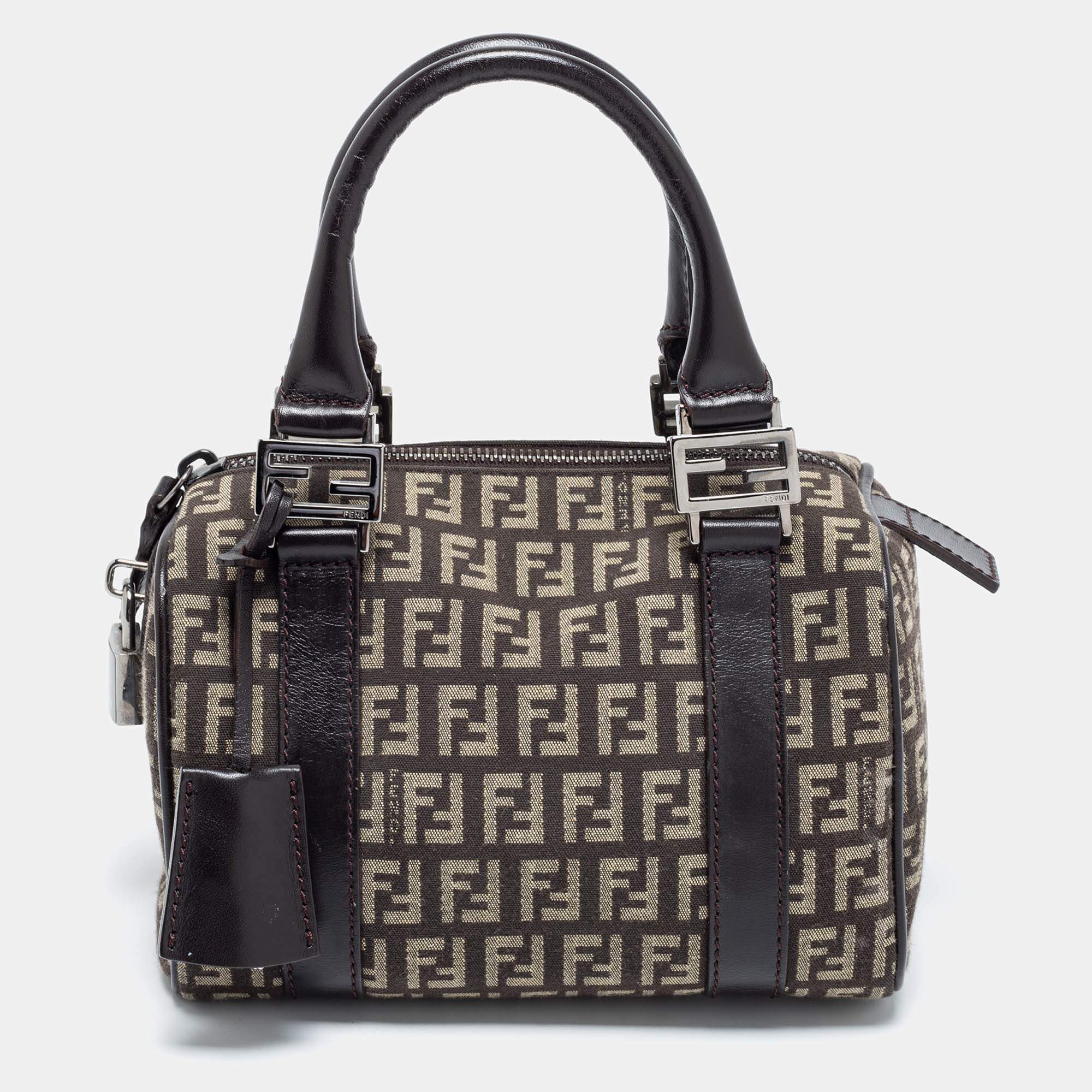 Fendi Beige/Brown Zucchino Canvas and Leather Mini Forever
