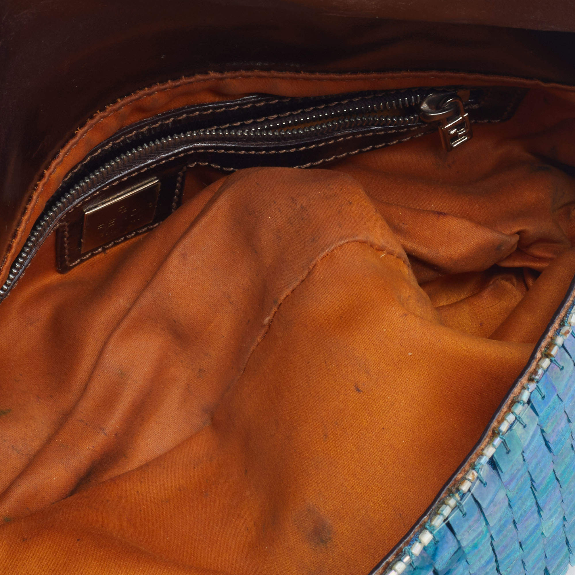 Baguette cloth handbag Fendi Blue in Cloth - 33304993
