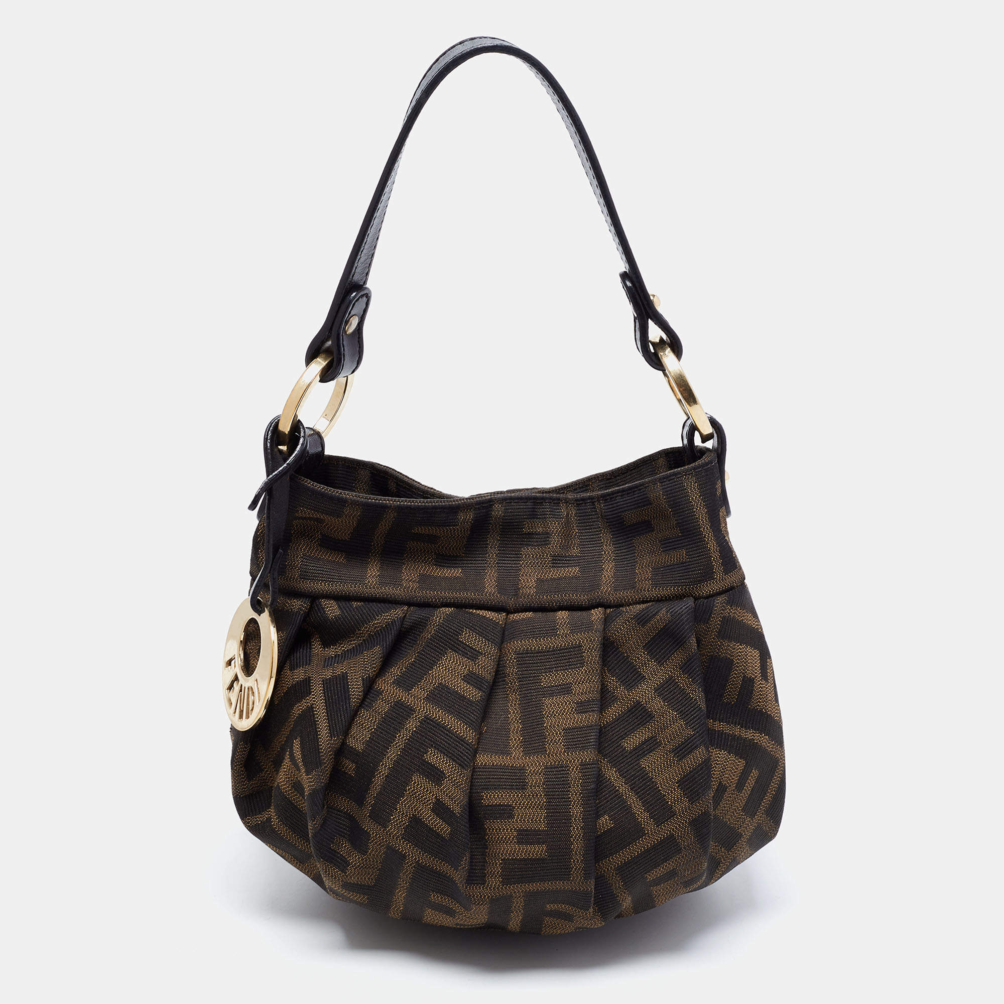 Pre Owned Fendi Tobacco Zucca Canvas Mini Chef Hobo