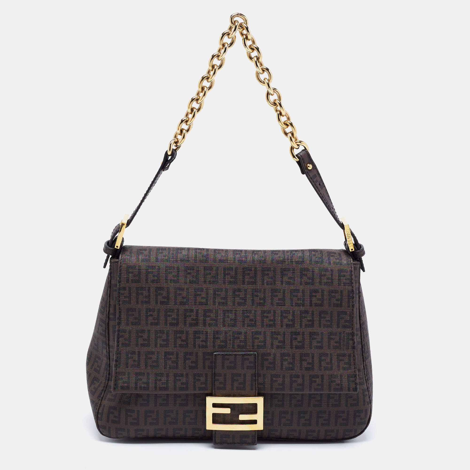 Pre Owned Fendi Tobacco Zuchinno Coated Canvas Big Mama Forever Shoulder Bag