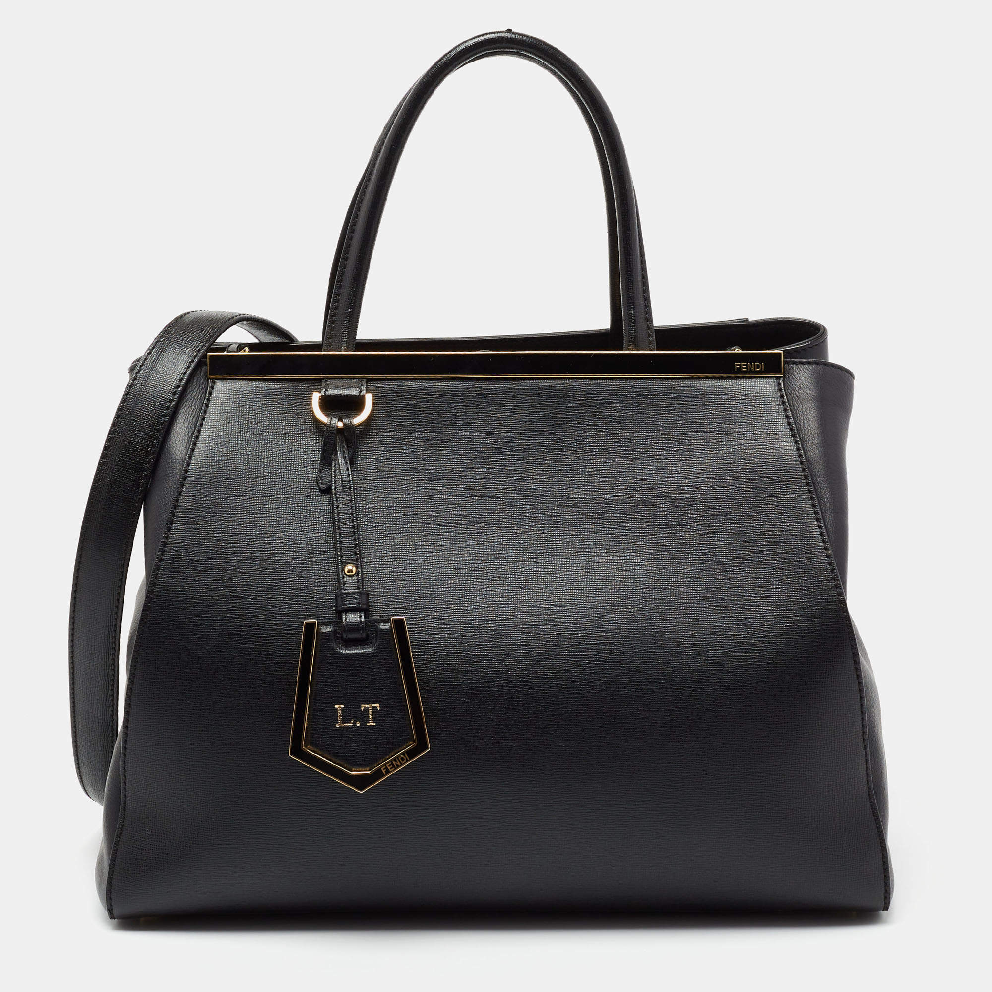 مملوكة مسبقًا Fendi Black Leather Medium 2Jours Tote