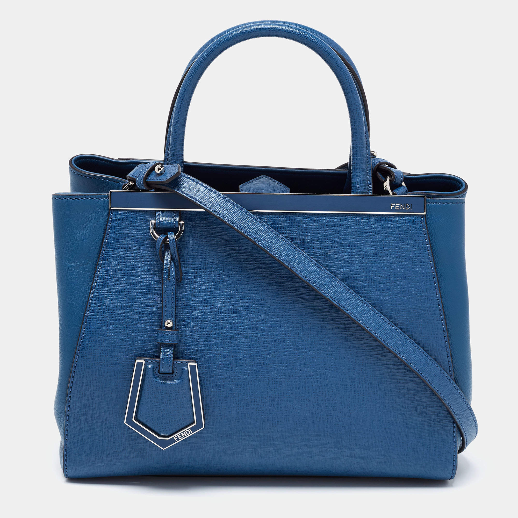 Pre Owned  حقيبة يد توتس فندي 2جور ميني جلد لامع أسود 