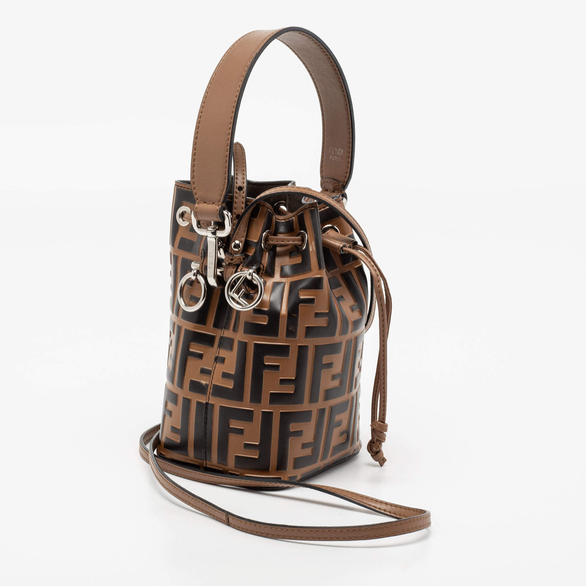 Fendi Mon Tresor Embossed FF Brown in Calfskin with Gold-tone - US