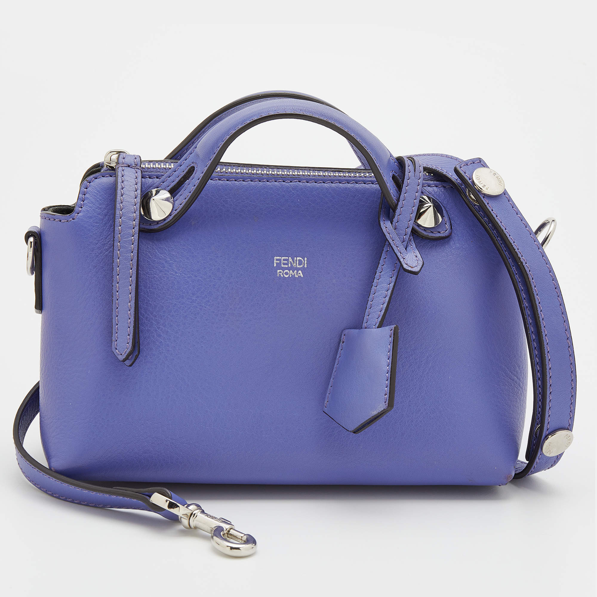 Pre Owned Fendi Purple Leather Small By The Way Crossbody Bag