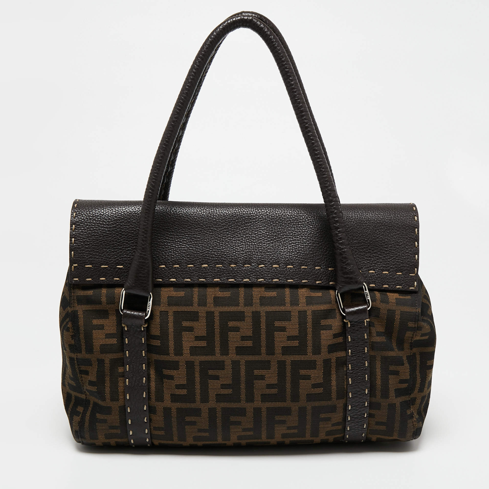 Sold at Auction: Fendi Zucca Canvas and Leather Medium Linda Satchel