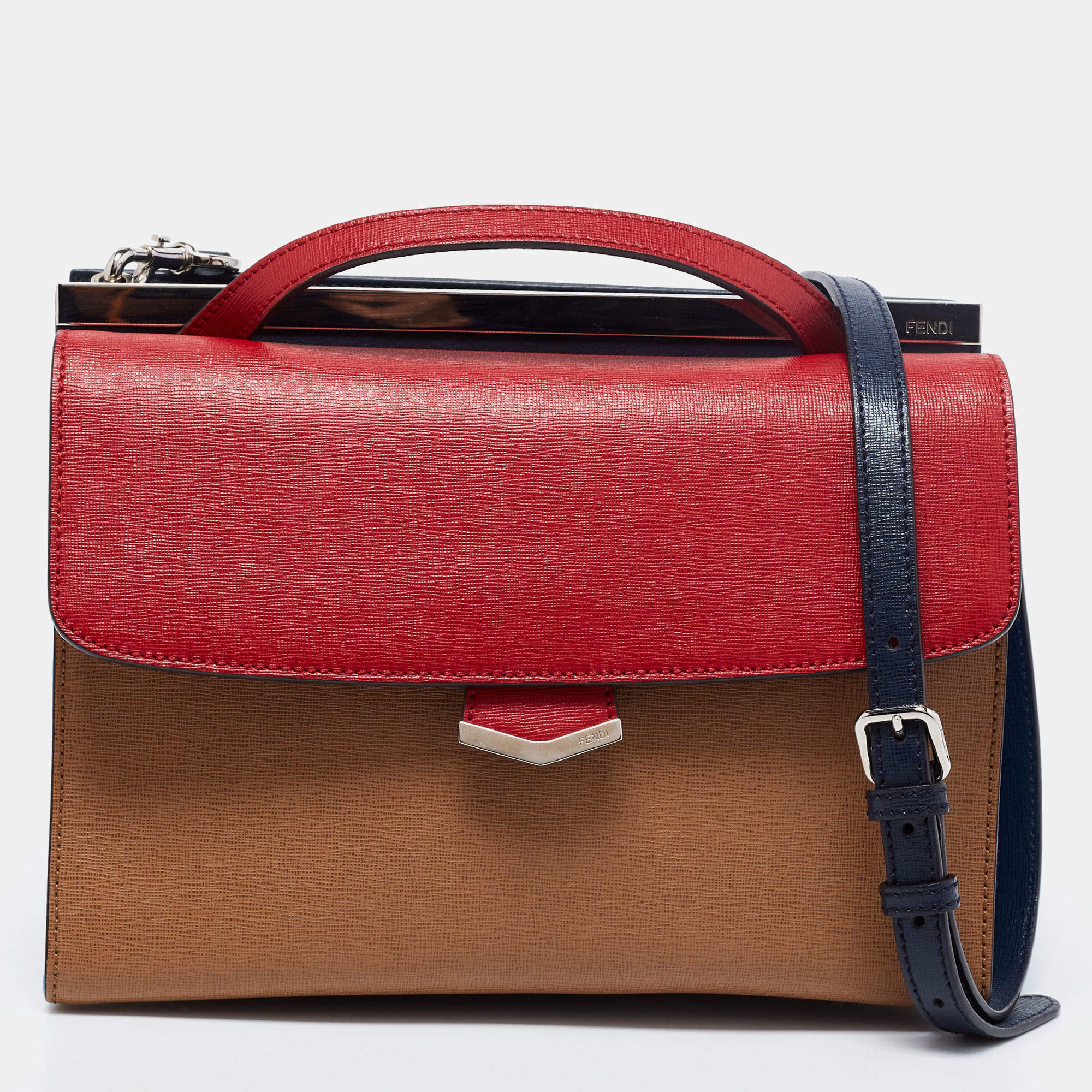 Pre Owned Fendi Multicolor Leather Small Demi Jour Top Handle Bag