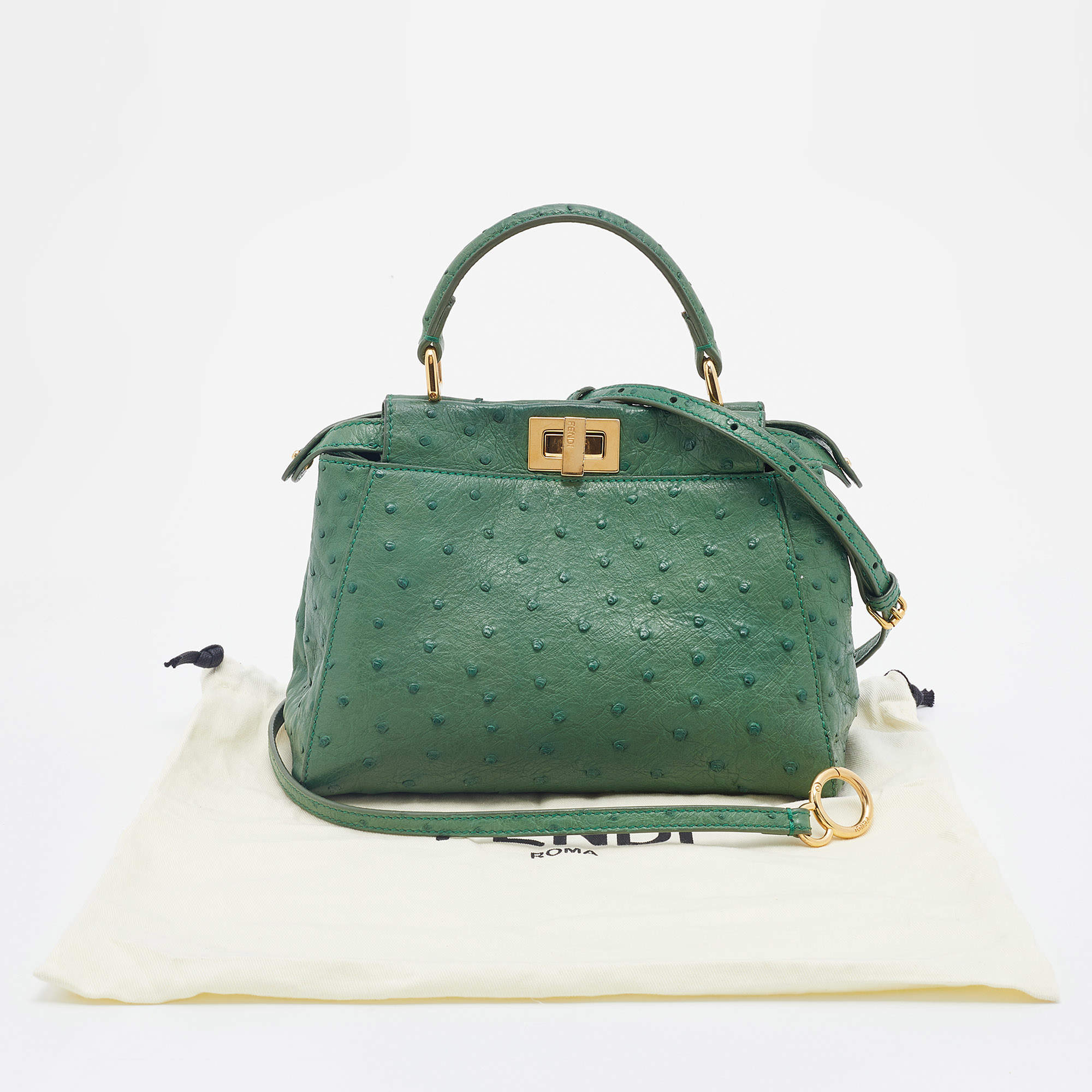 Exotic Bags  Fendi Womens Peekaboo Iconic Mini Green Ostrich Leather Bag >  All Philippines