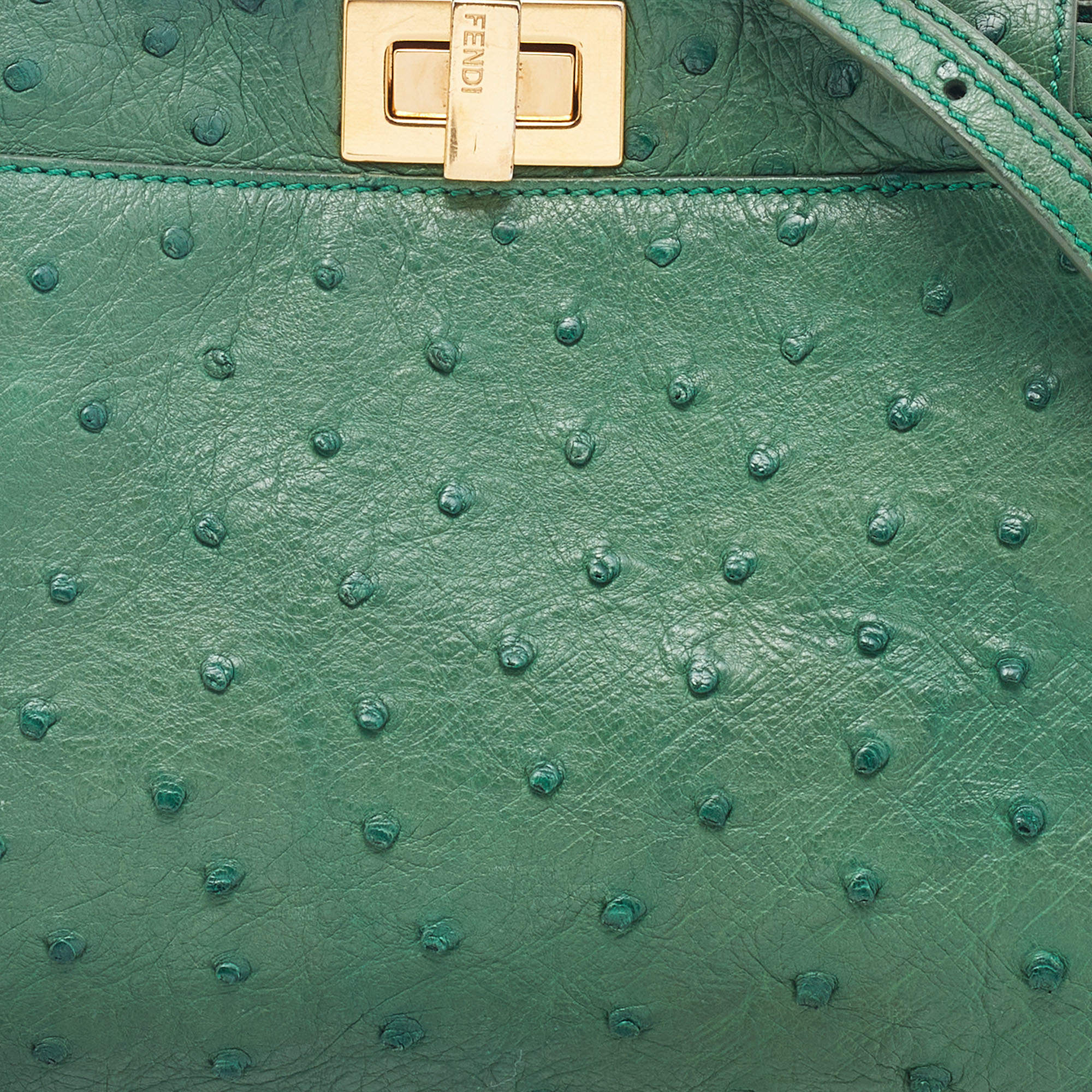 Peekaboo Mini - Acid green ostrich leather bag