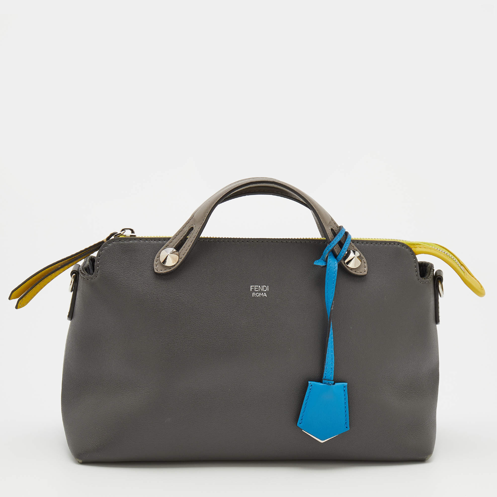 Pre Owned Fendi Grey Leather Medium By The Way Shoulder Bag