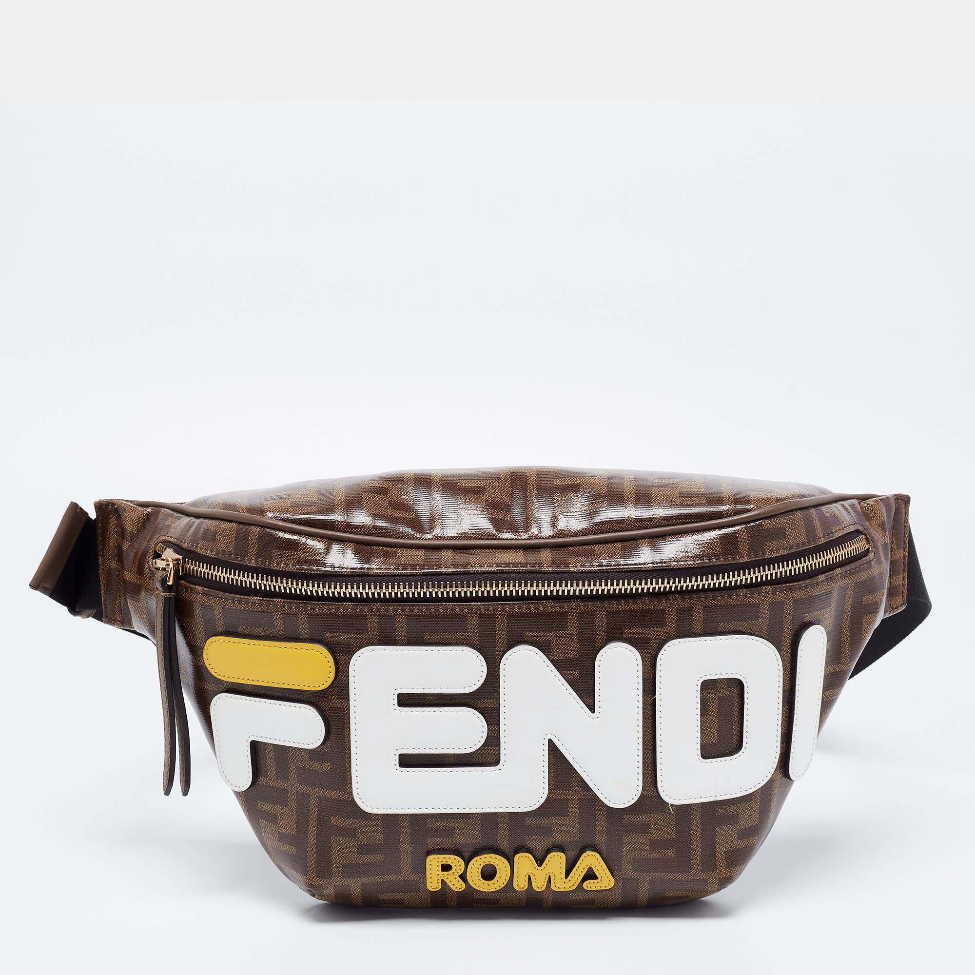 Fendi Brown Zucca Coated Canvas Spalmati Mania Belt Bag