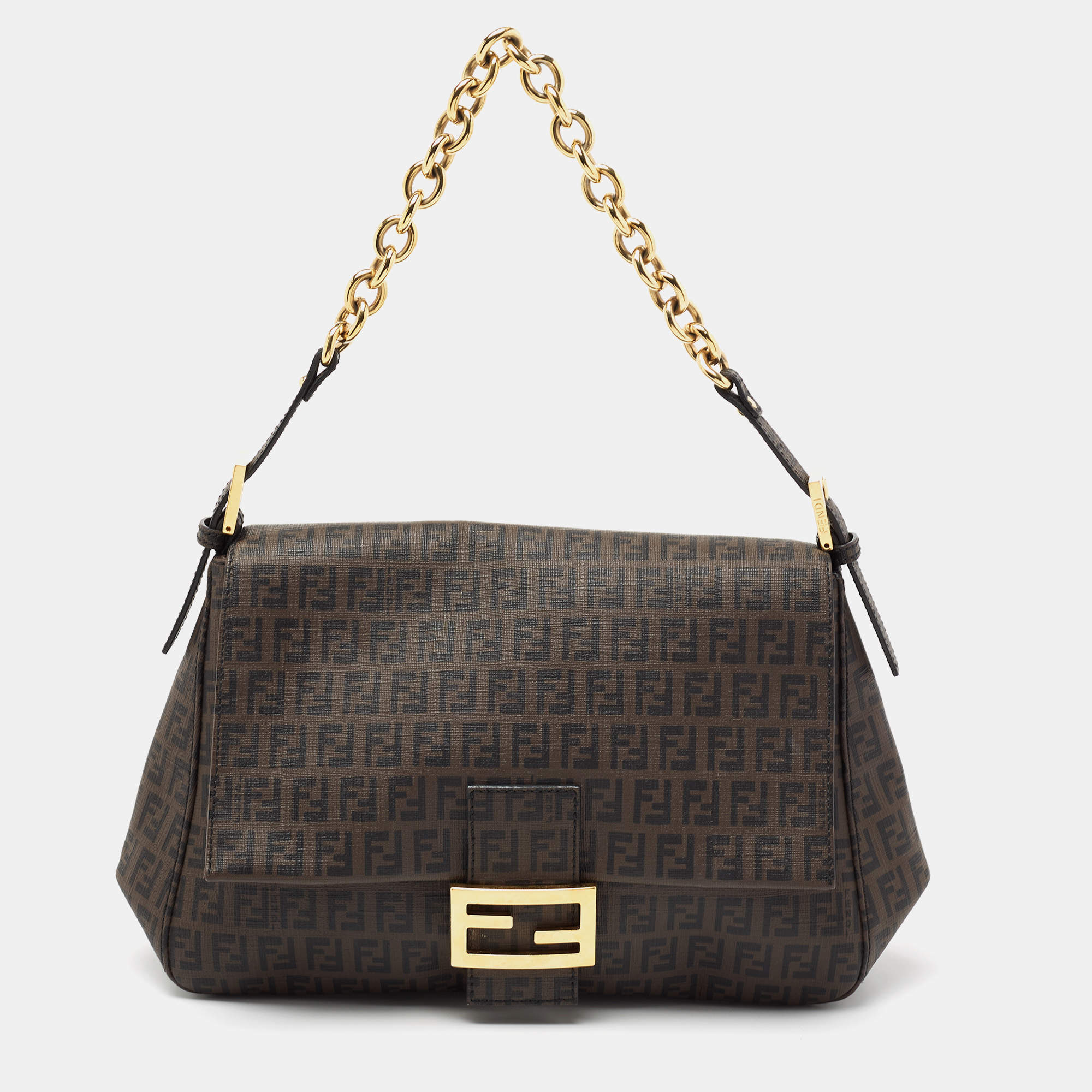 Pre Owned Fendi Brown Zucca Coated Canvas Big Mama Forever Shoulder Bag