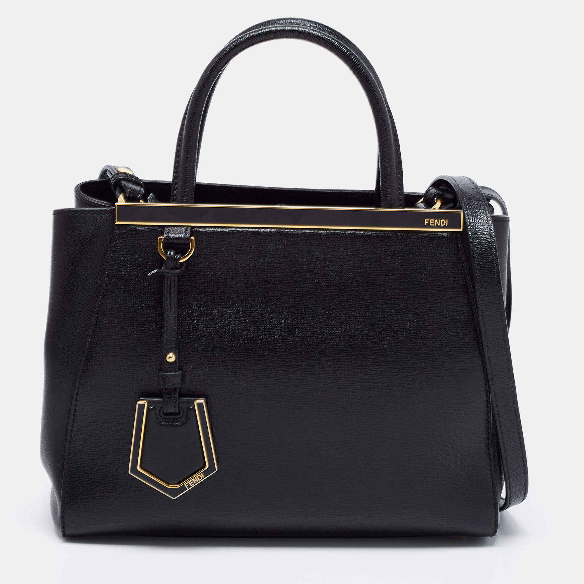 Pre Owned Fendi Black Leather Small 2Jours Tote