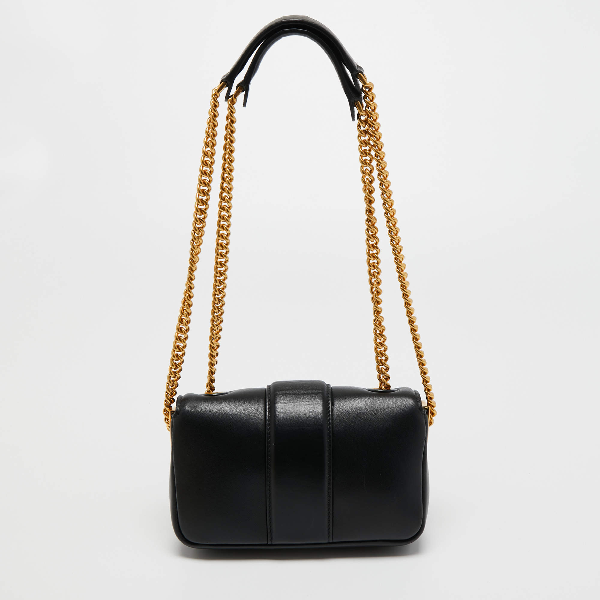Nano Baguette Chain - Black nappa leather mini bag
