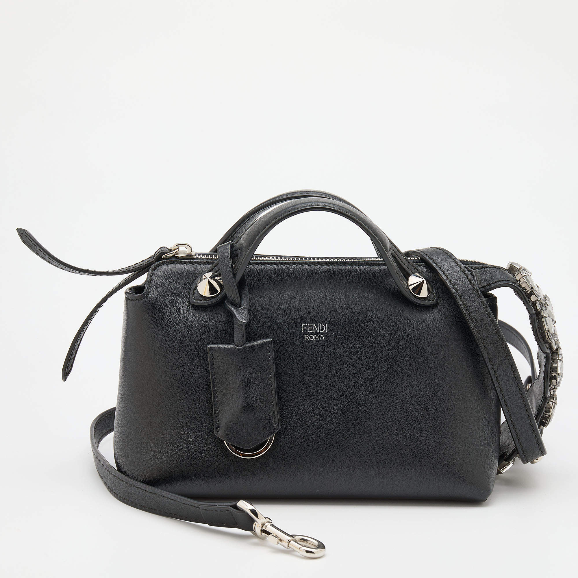 Pre Owned Fendi Black Leather Mini By The Way Crossbody Bag
