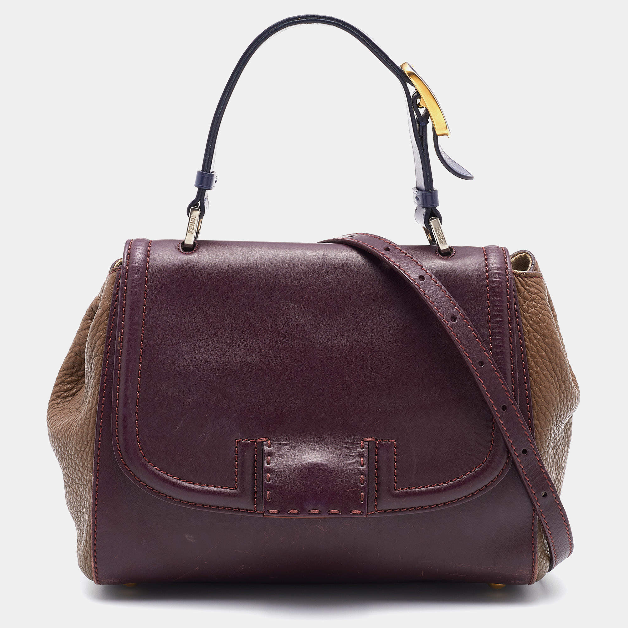 Pre Owned Fendi Multicolor Leather Silvana Top Handle Bag