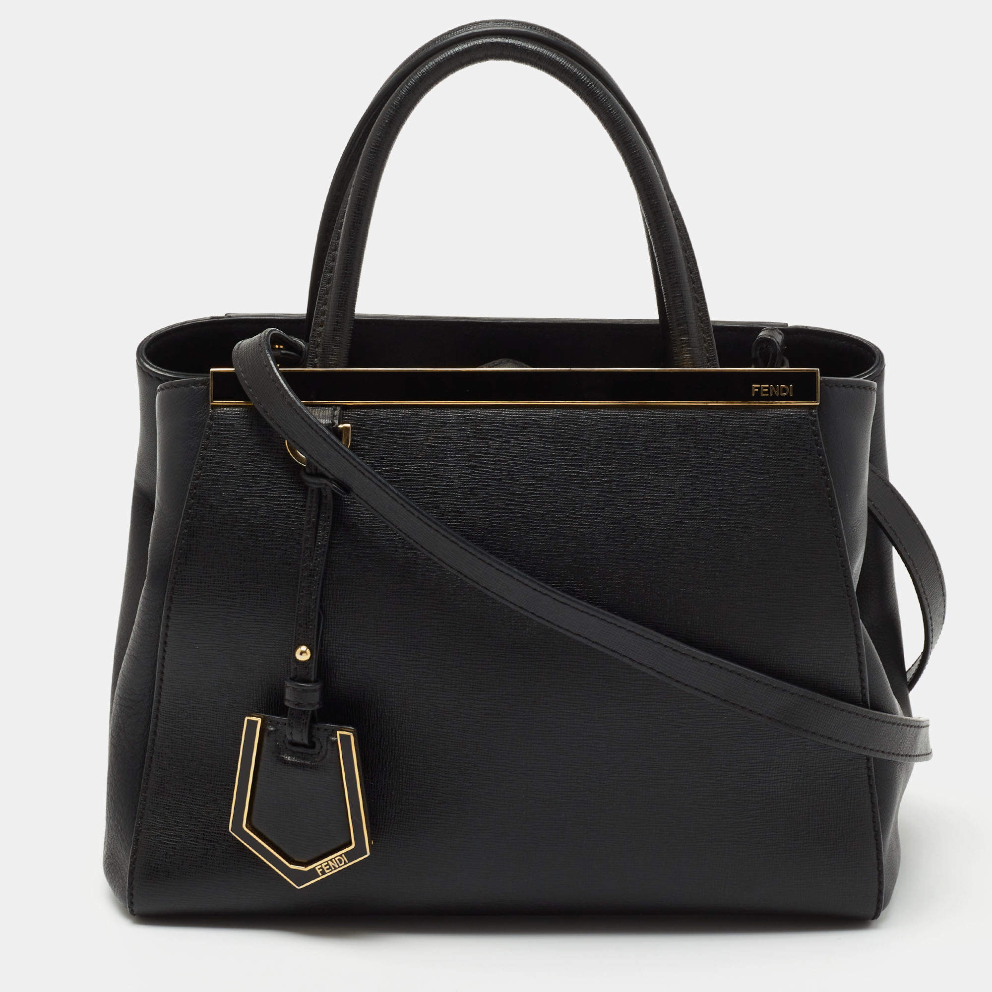 Pre Owned Fendi Black Leather Small 2Jours Tote