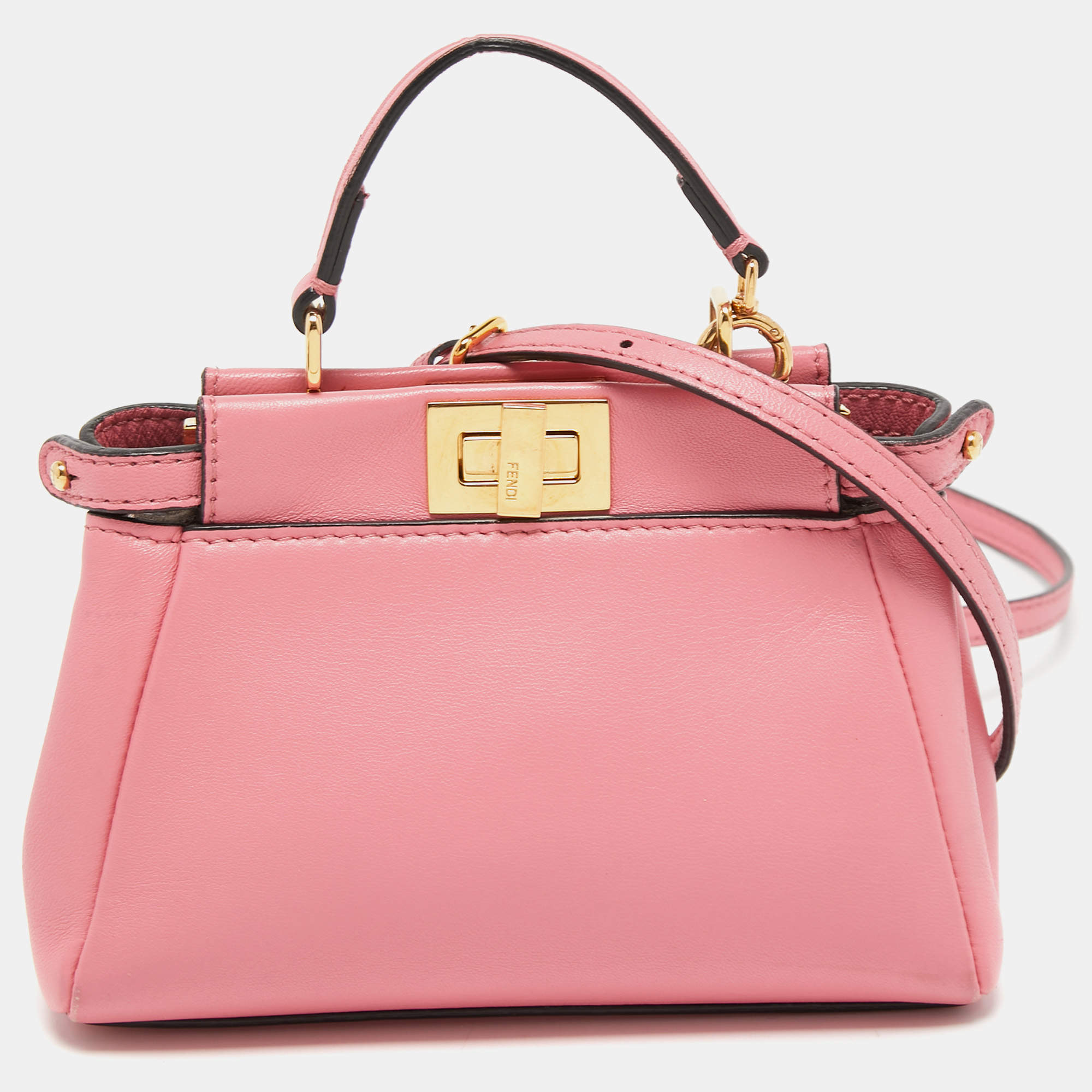 Fendi Pink Leather Micro Peekaboo Crossbody Bag Fendi | The Luxury Closet