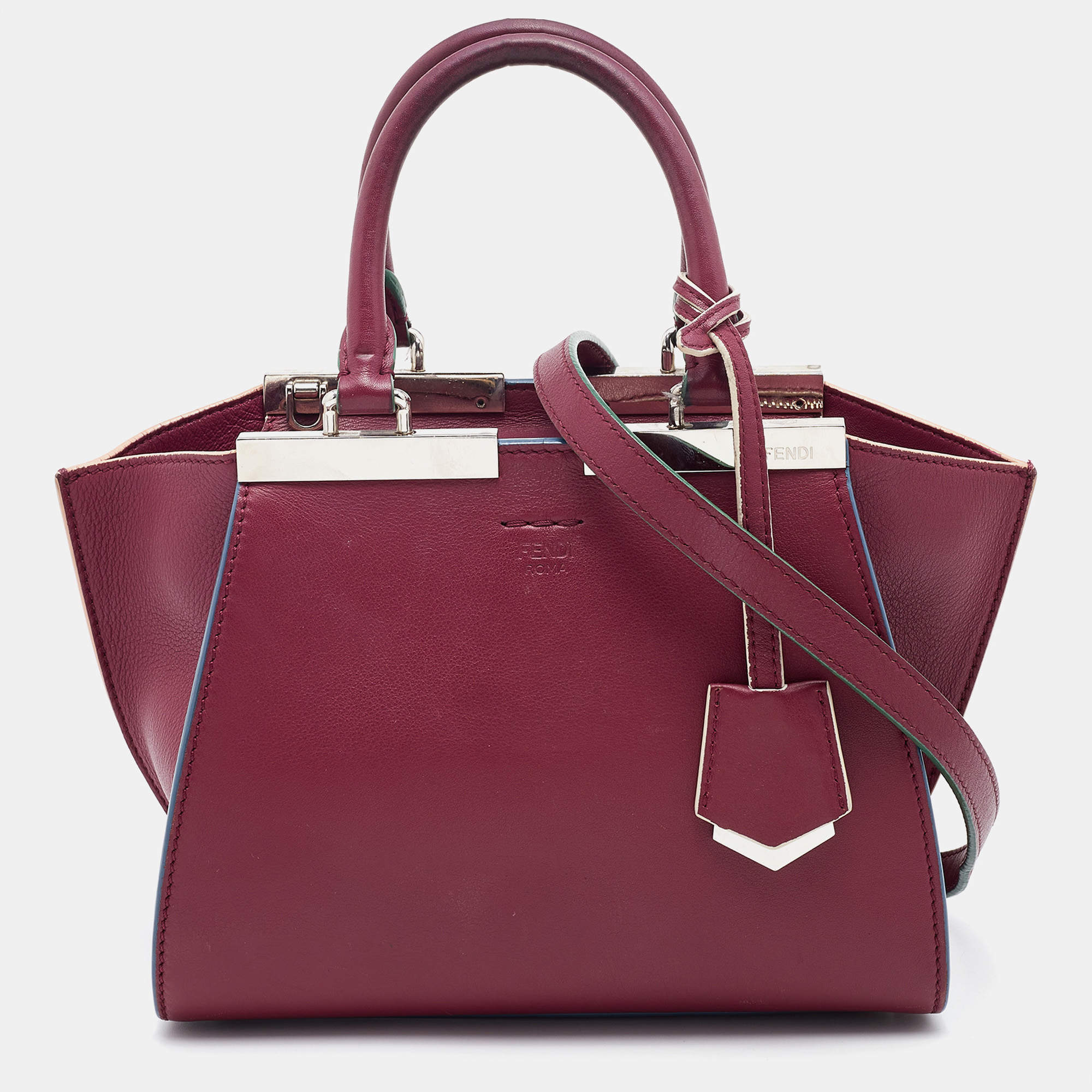 Pre Owned Fendi Burgundy Leather Mini 3Jours Tote