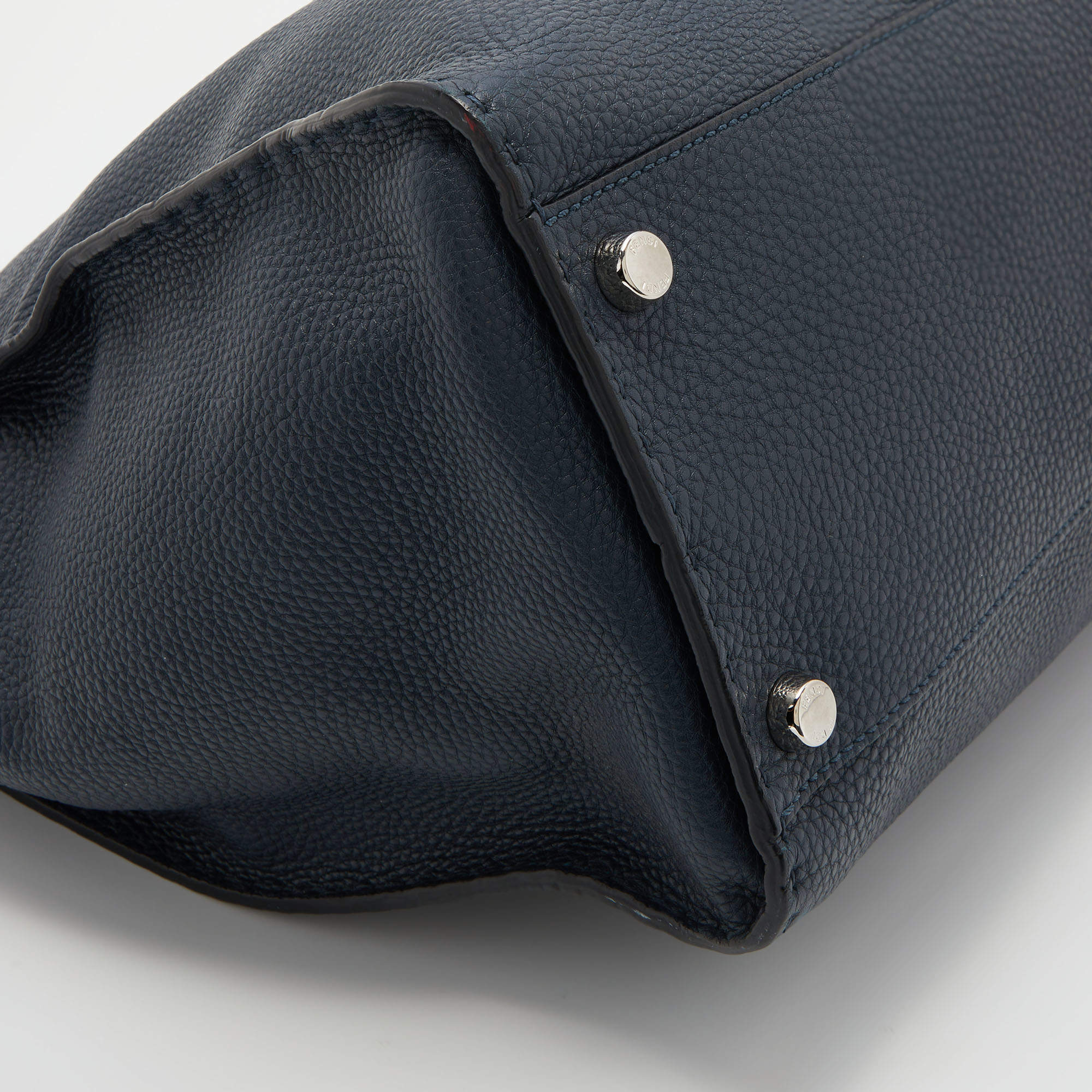 Fendi Navy Blue Selleria Leather Peekaboo Eyes Business Bag Fendi TLC