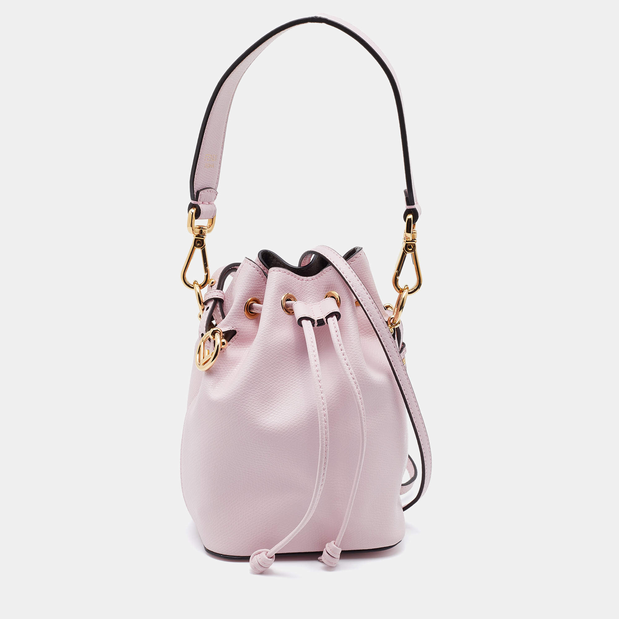 Pre Owned Fendi Pink Leather Mini Mon Tresor Drawstring Bucket Bag