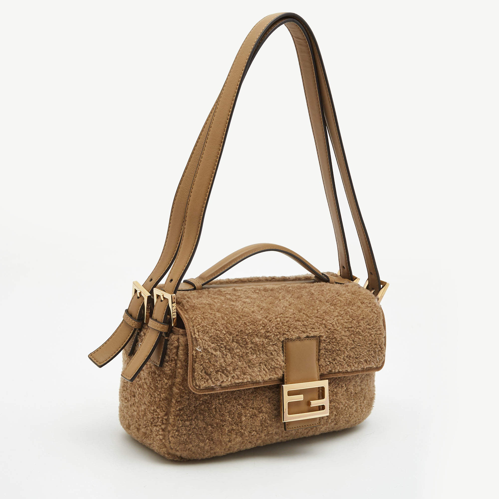 Fendi 2021 Multi Shearling Baguette Bag