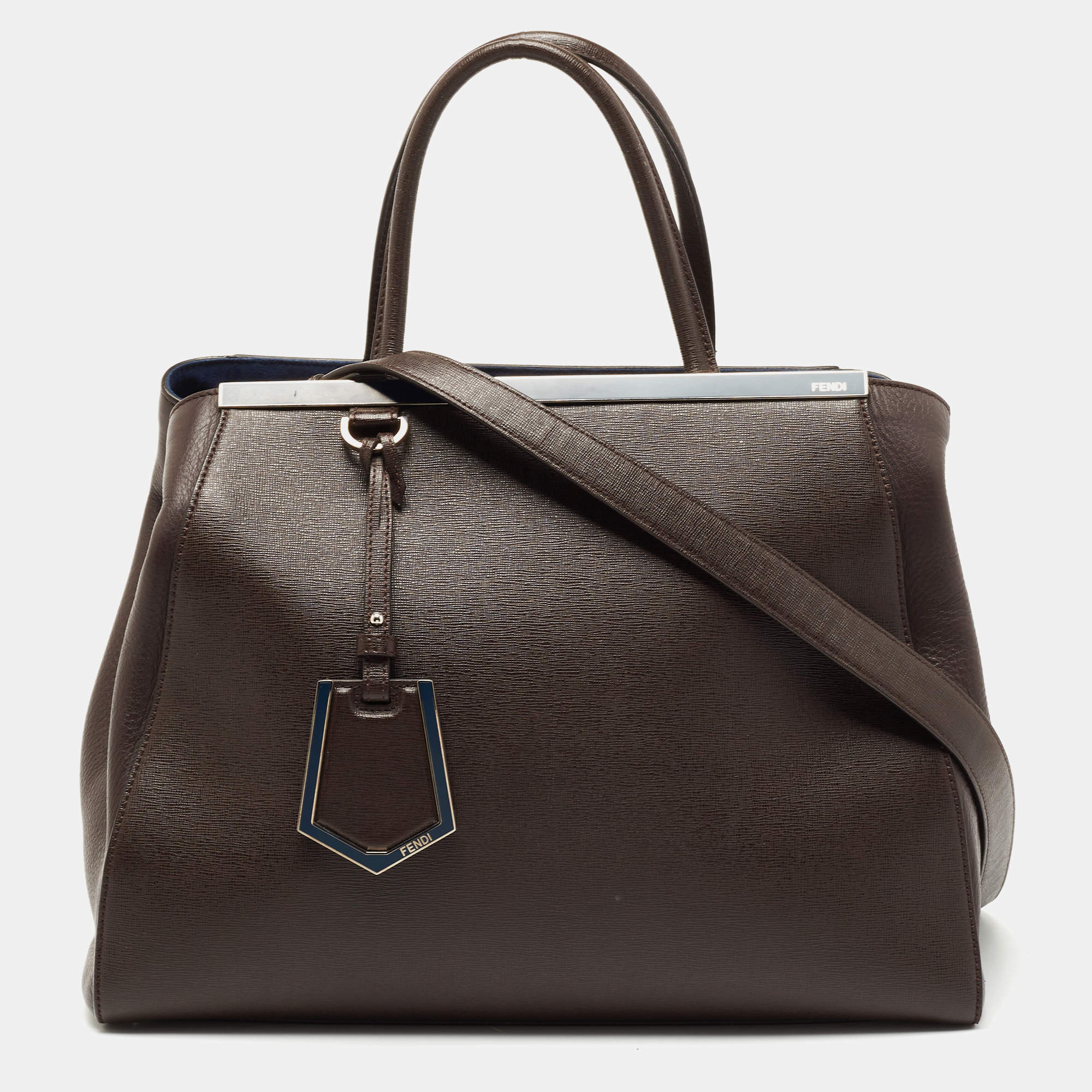 Pre Owned Fendi Brown Leather Medium 2Jours Tote 