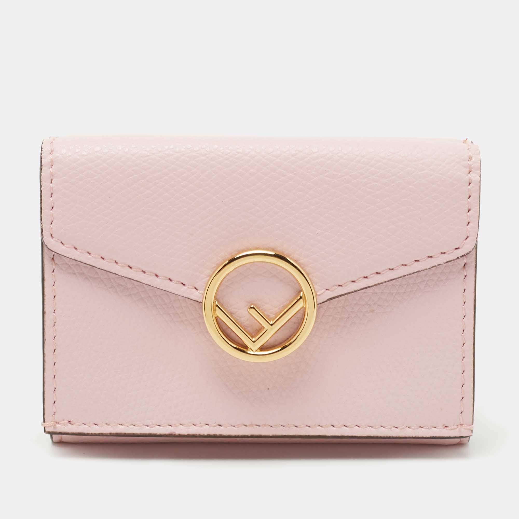 Pre Owned Fendi Light Pink Leather F is Fendi Trifold Wallet