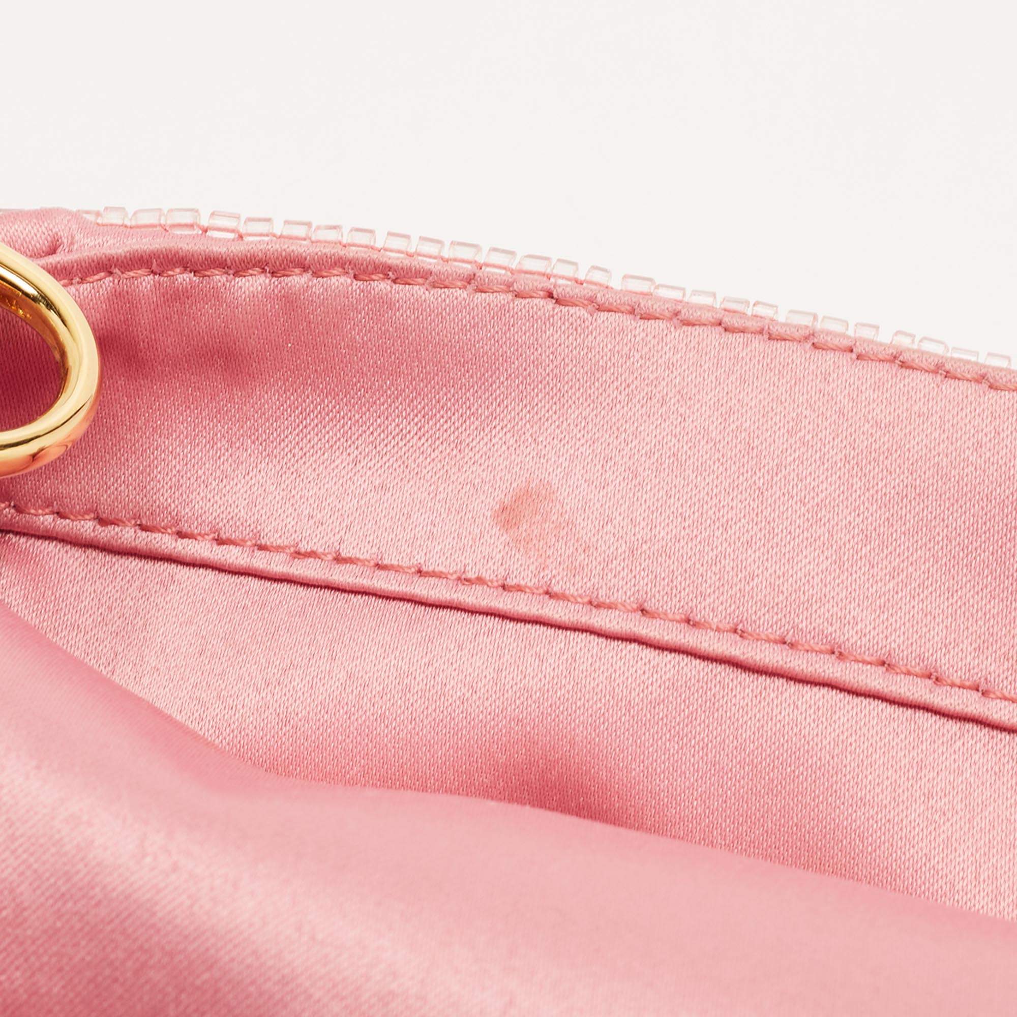Fendi Pink Sequin Embellished Satin And Watersnake Medium Baguette Bag