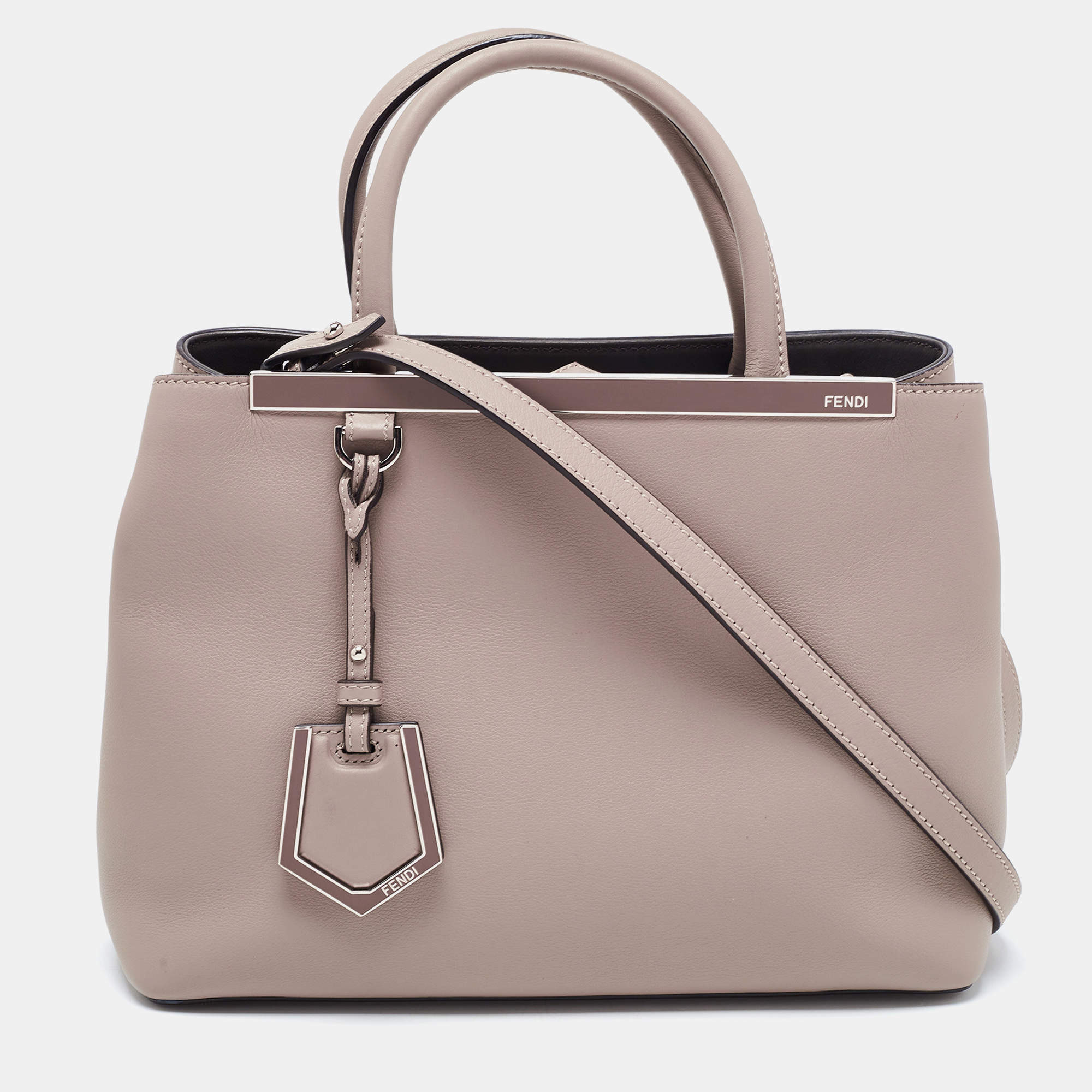 Fendi Dove-Grey Leather Petite 2Jours Tote