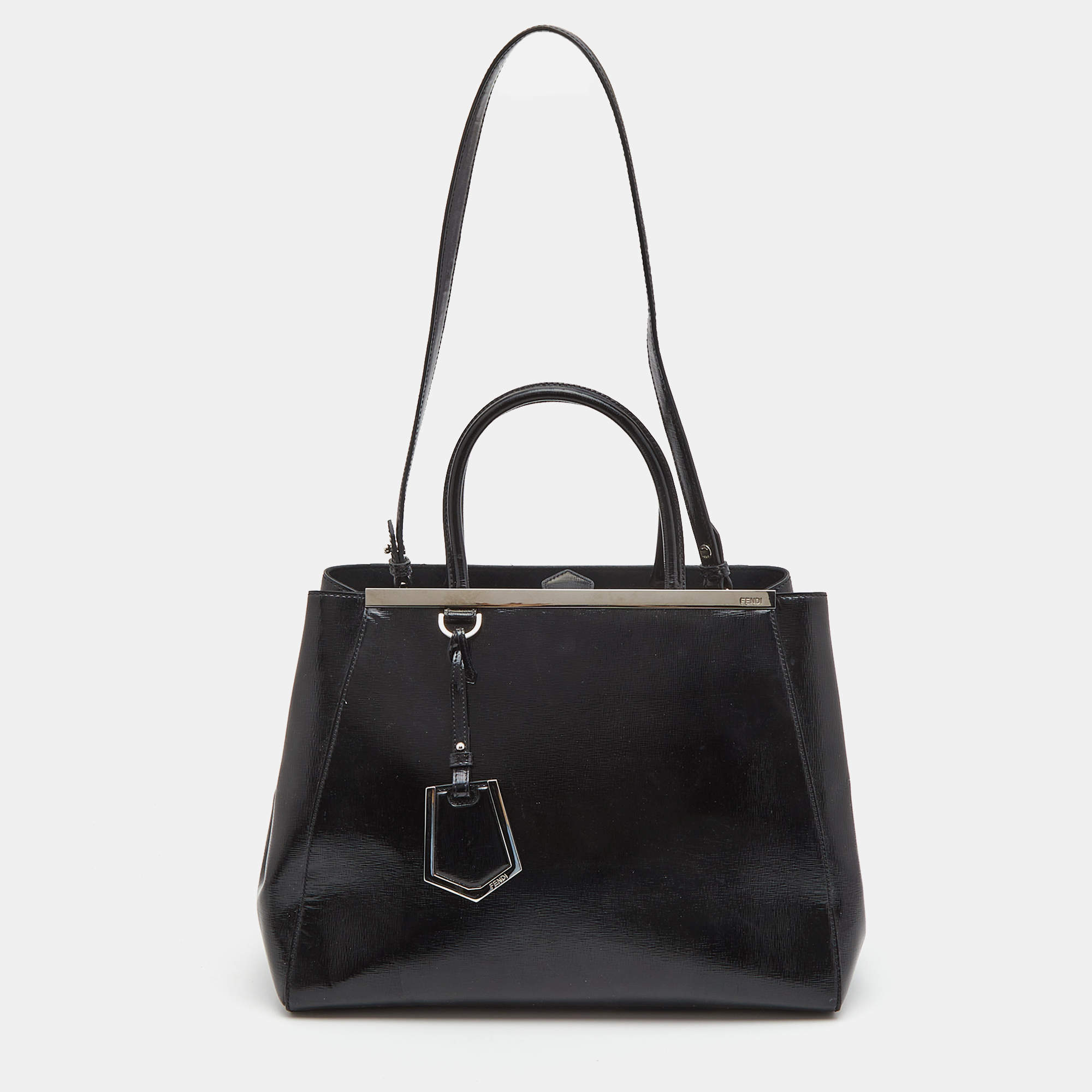 مملوكة مسبقًا Fendi Black Patent Leather Medium 2Jours Tote