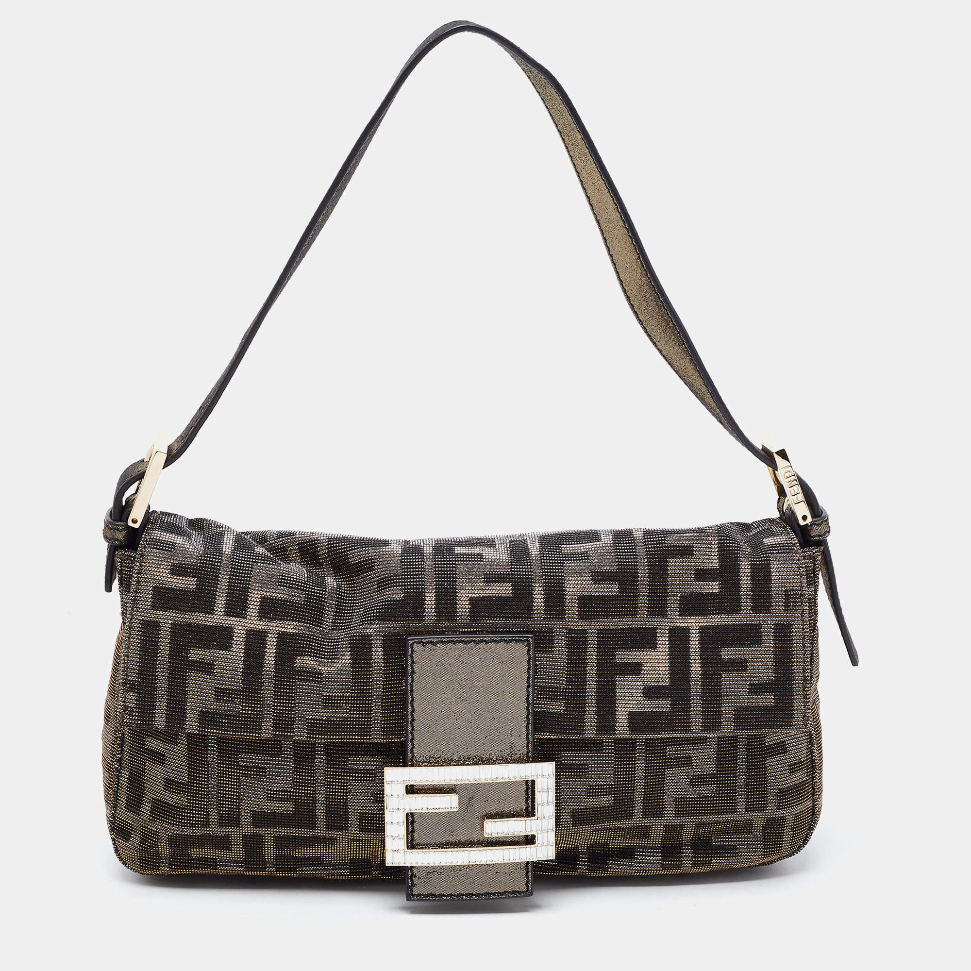 Fendi Silver/Gold FF Lurex Baguette Bag