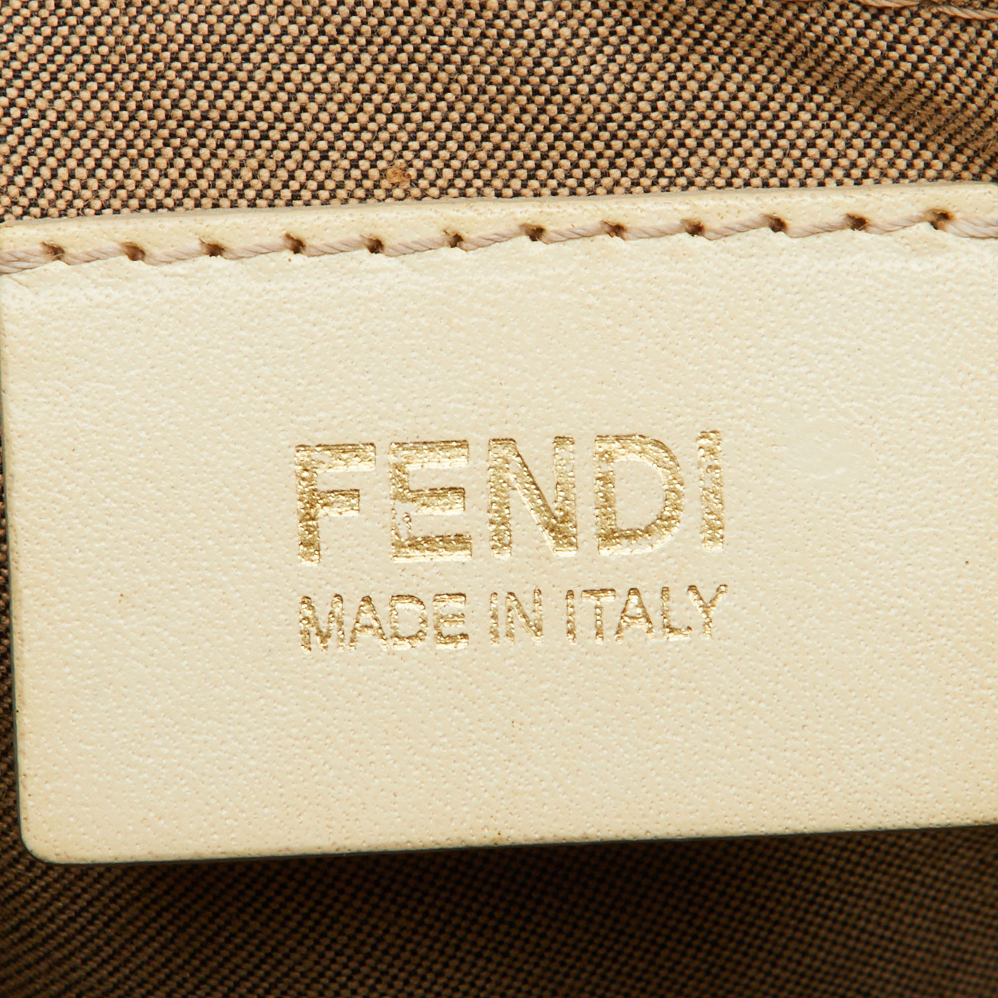 Fendi Beige/Red Printed Zucchino Fabric and Leather Small Forever