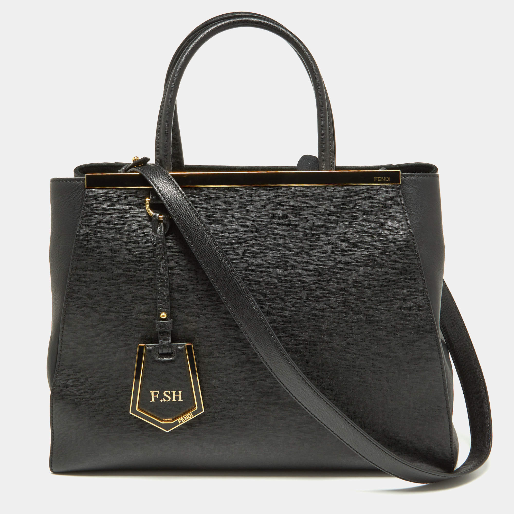 Pre Owned Fendi Black Leather Medium 2Jours Tote