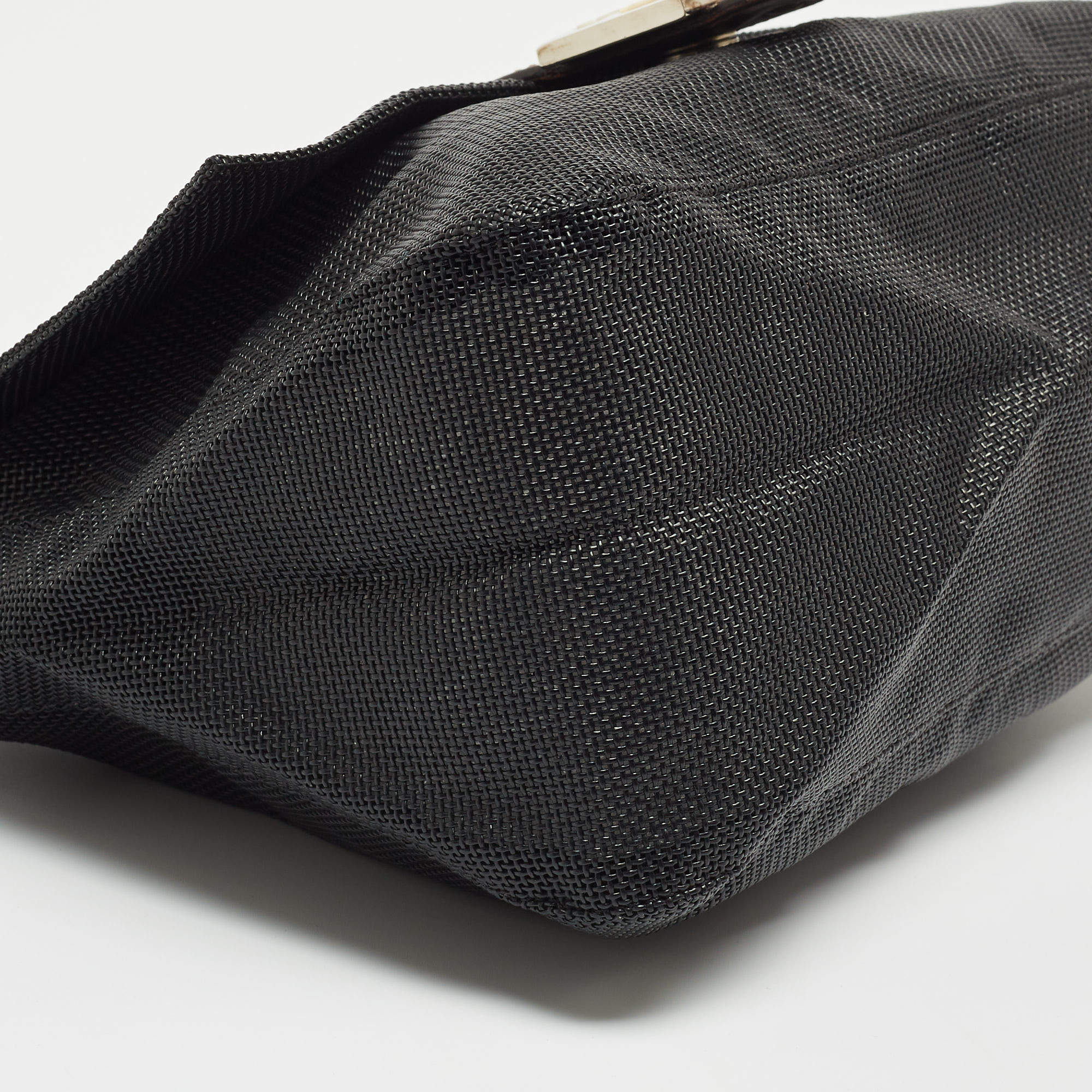 Fendi Black Mesh Coated Fabric Mama Baguette Shoulder Bag Fendi