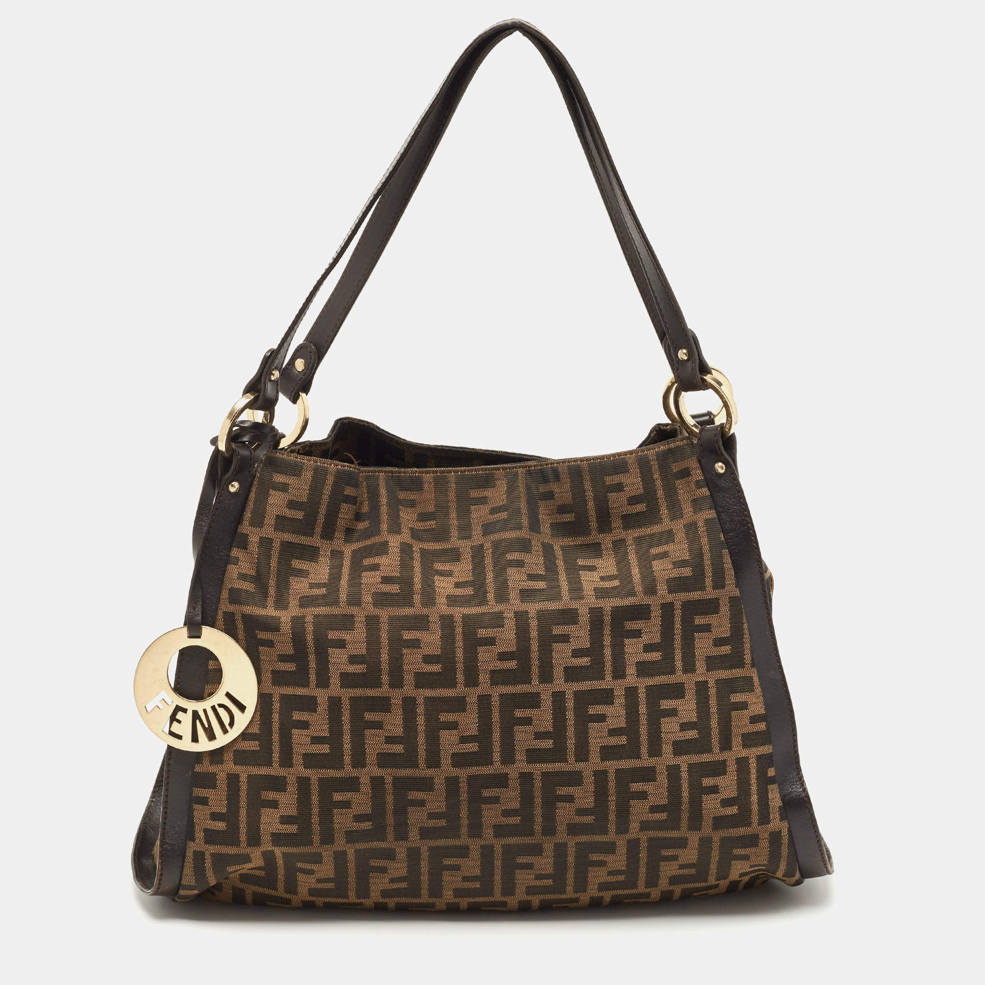 Pre Owned Fendi Tobacco Zucca Canvas and Leather Chef Shoulder Bag