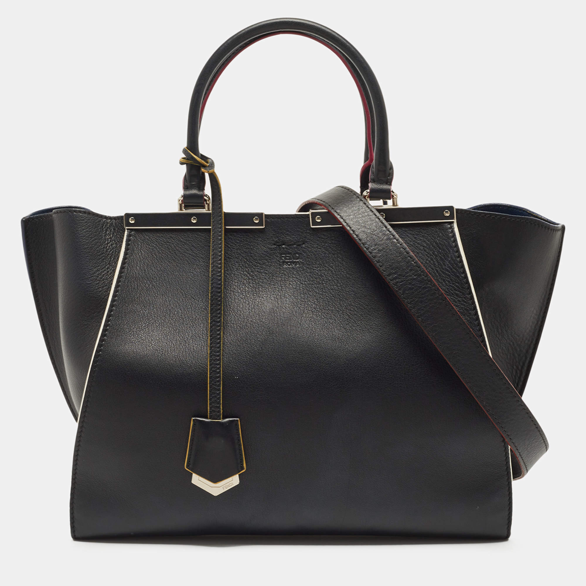 Pre Owned Fendi Black Leather Small 3Jours Tote