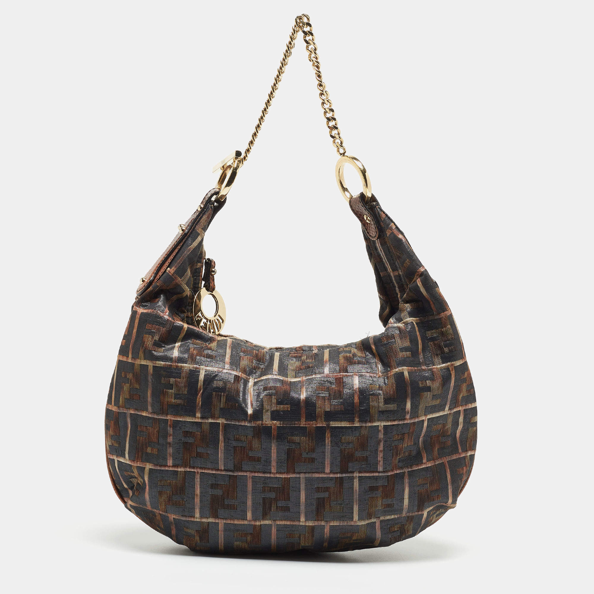مملوكة مسبقًا Fendi Multicolor Zucca Fabric and Leather Chef Chain Hobo