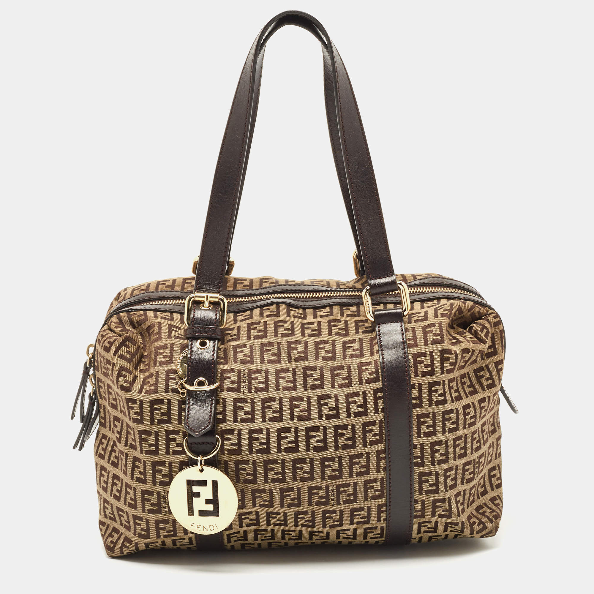 Fendi Zucca Bauletto Bag - Brown Shoulder Bags, Handbags