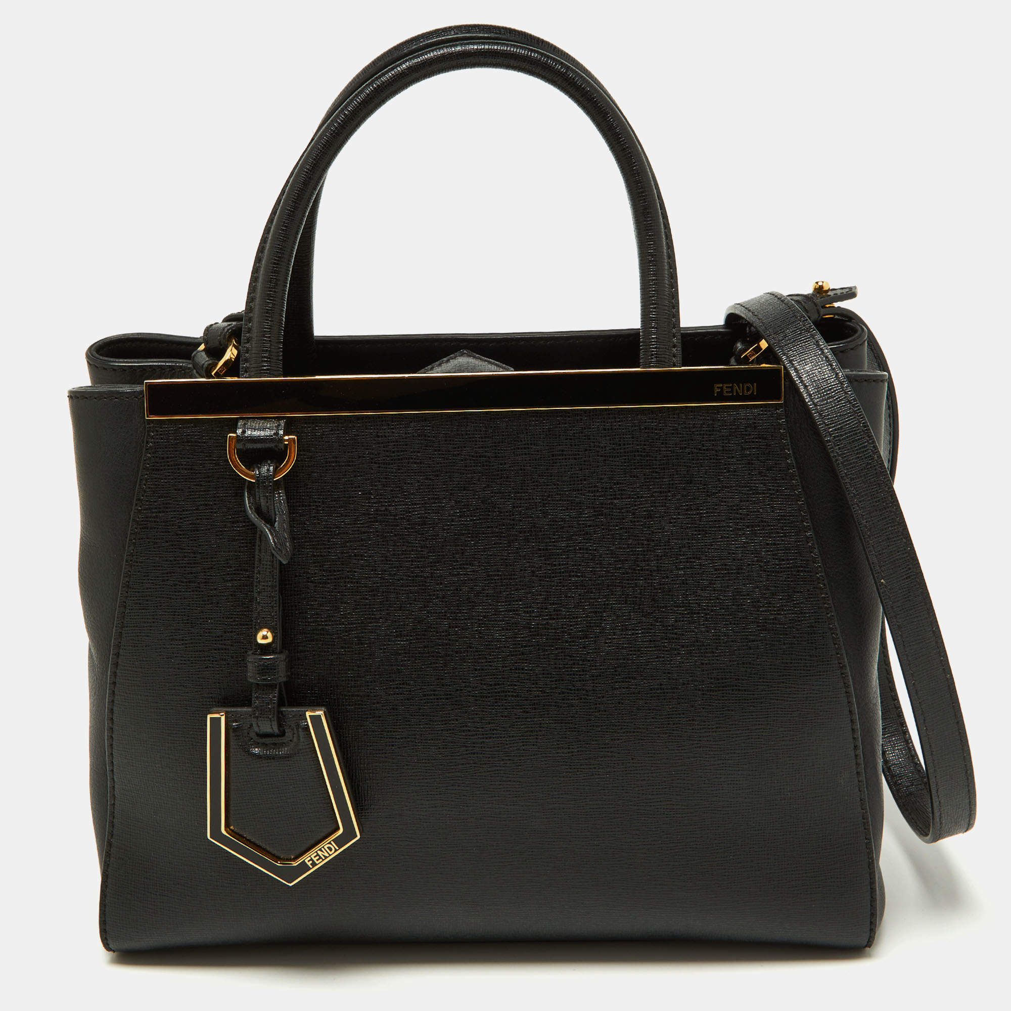 Pre Owned Fendi Black Leather Mini 2jours Tote
