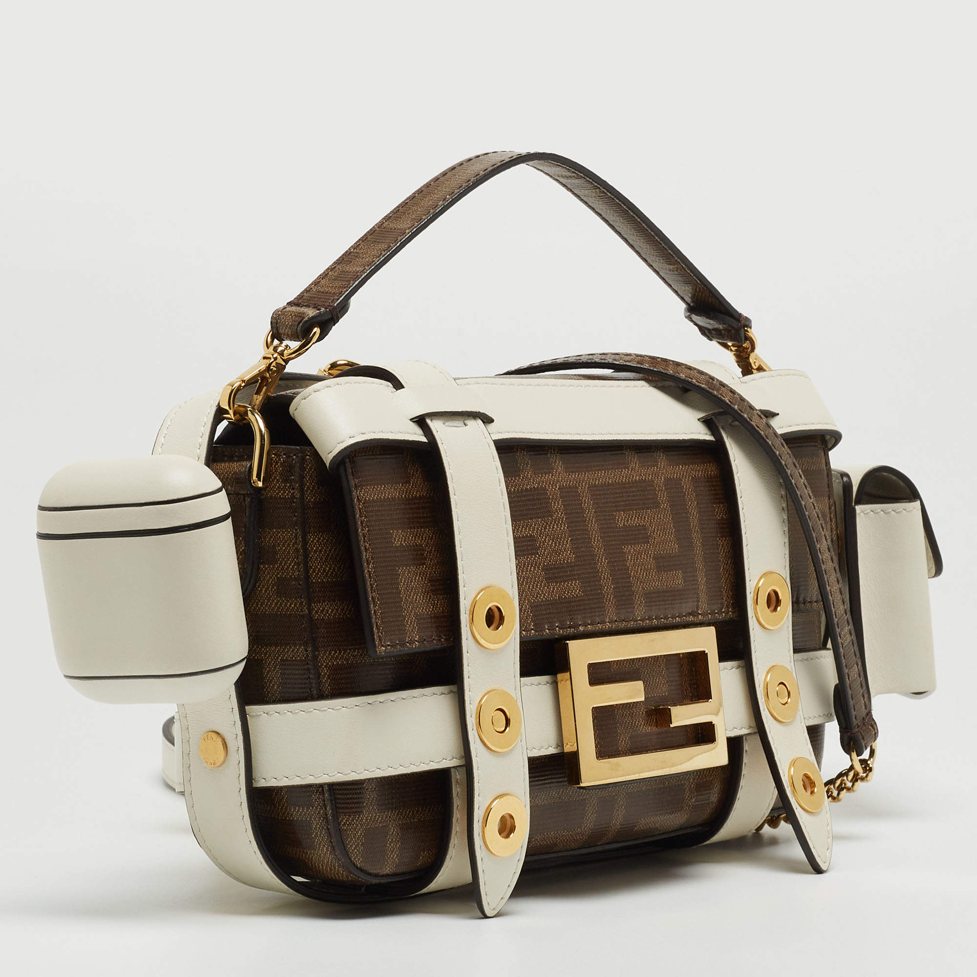 Baguette cloth handbag Fendi Brown in Cloth - 30356789