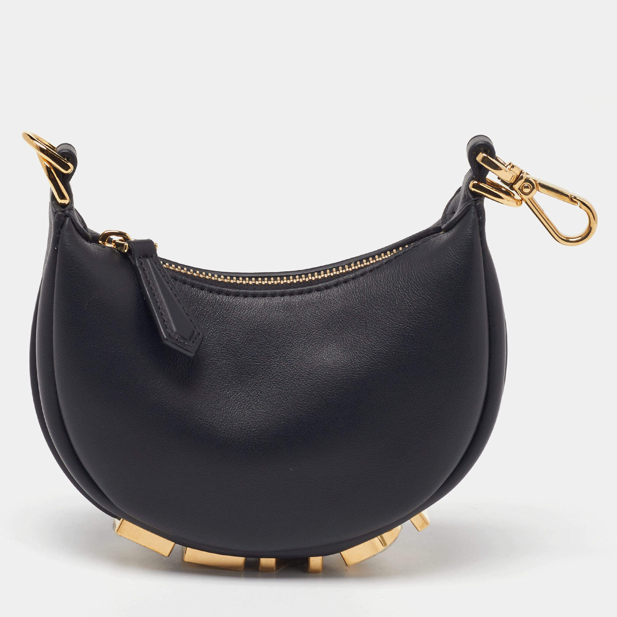 مملوكة مسبقًا Fendi Black Leather Nano Fendigraphy Hobo