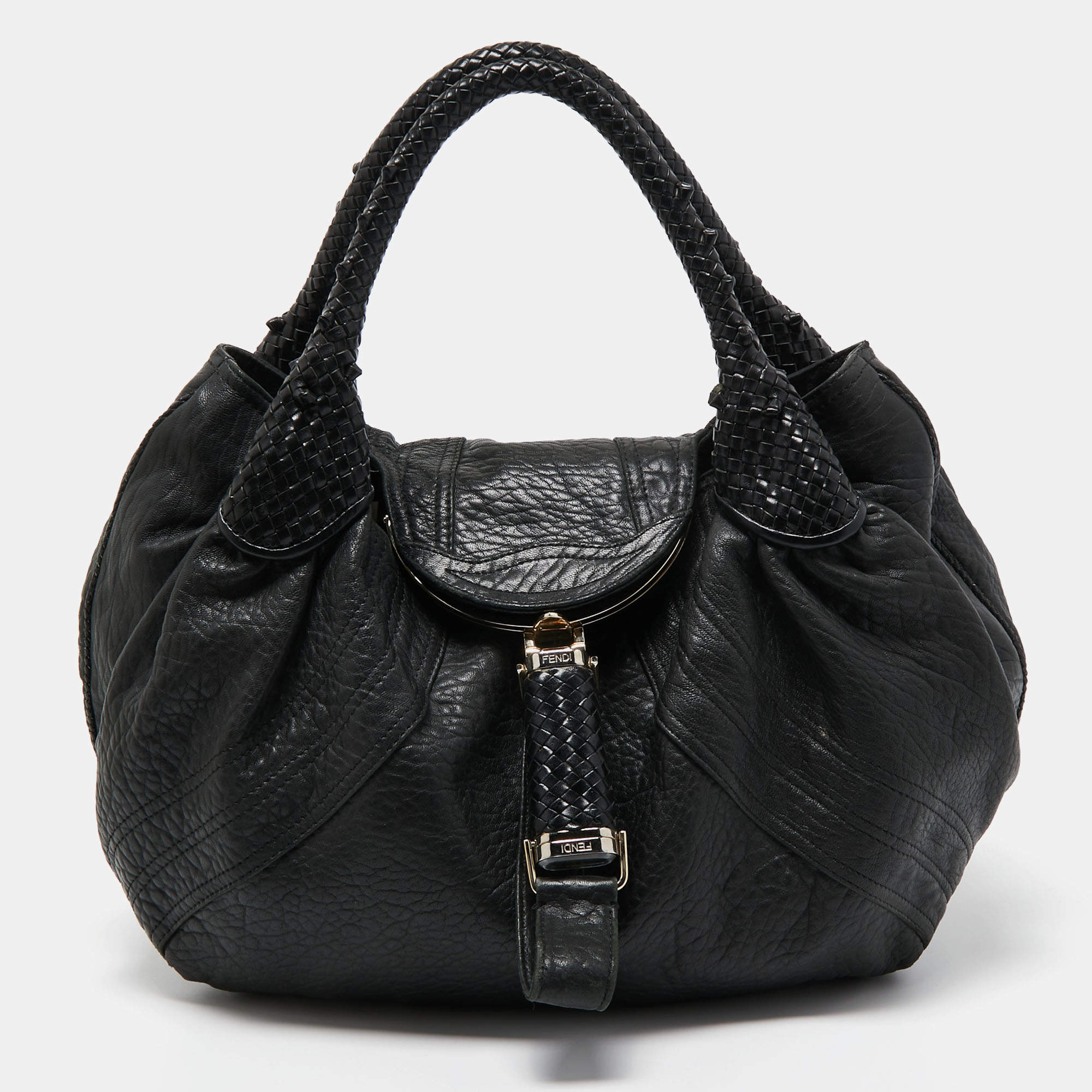 Pre Owned Fendi Black Nappa Leather Spy Bag