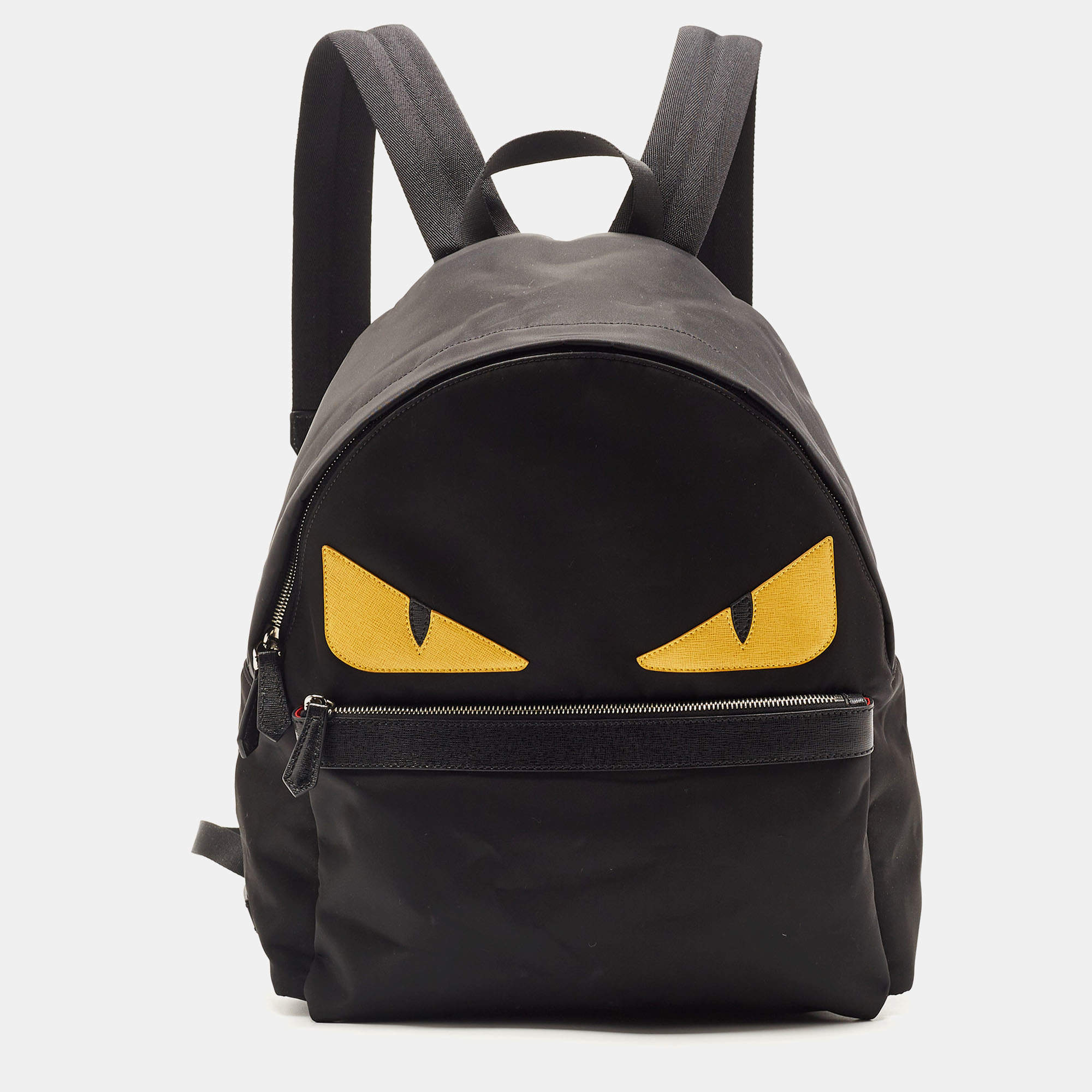 Fendi Yellow Black Nylon And Leather Monster Backpack Fendi TLC